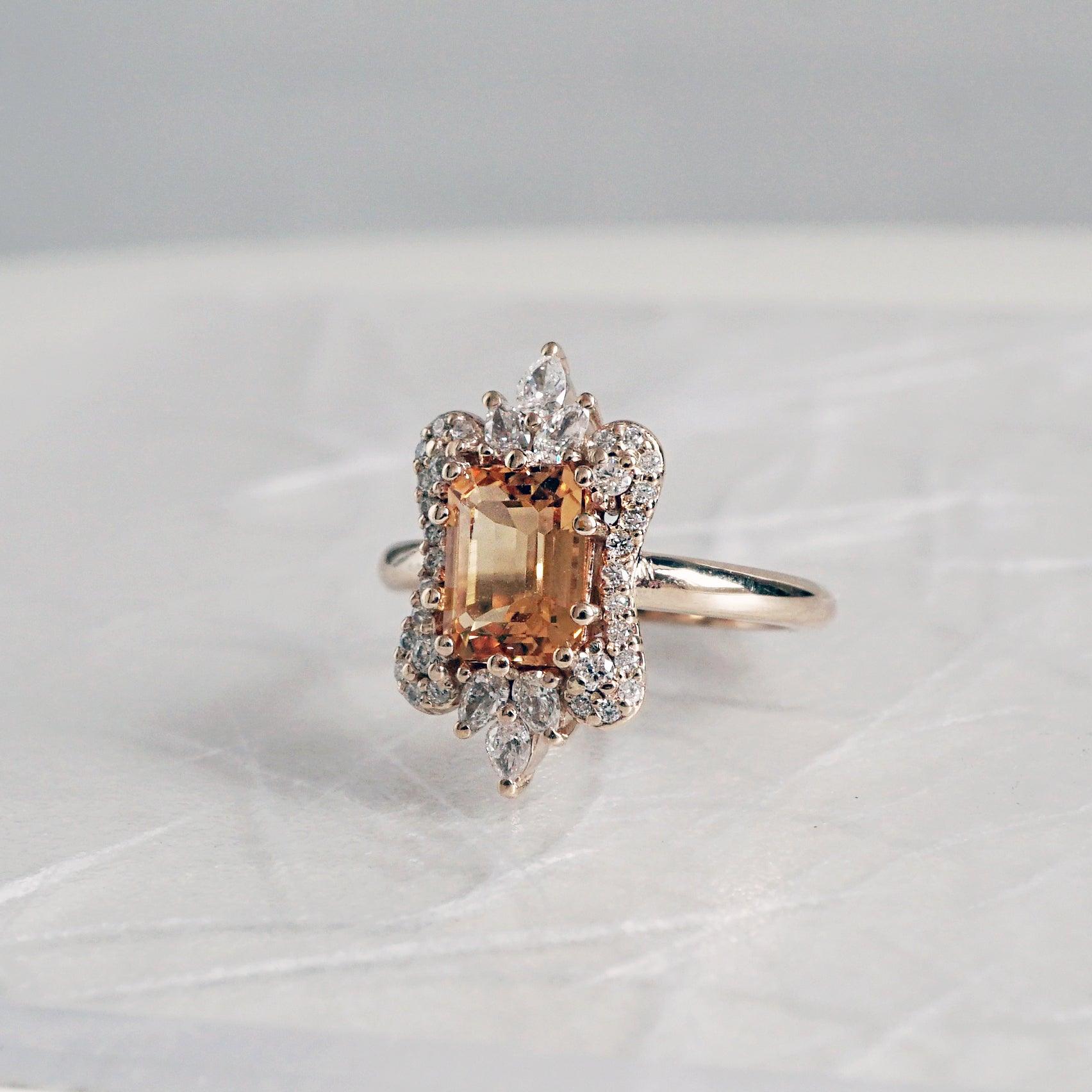 Eleanor Diamond Ring (Citrine/Morganite) - Tippy Taste Jewelry