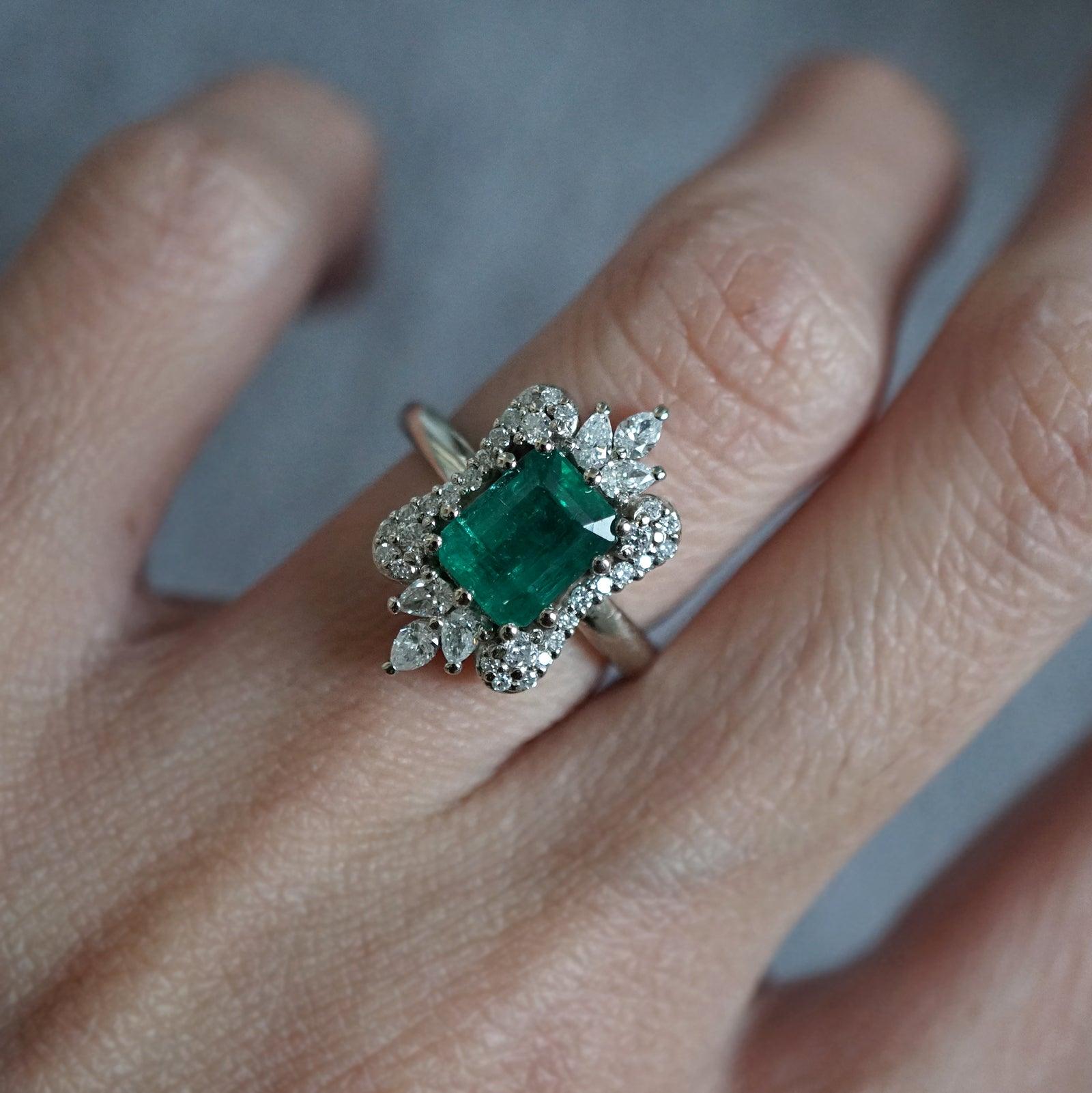 Eleanor Emerald Diamond Ring - Tippy Taste Jewelry