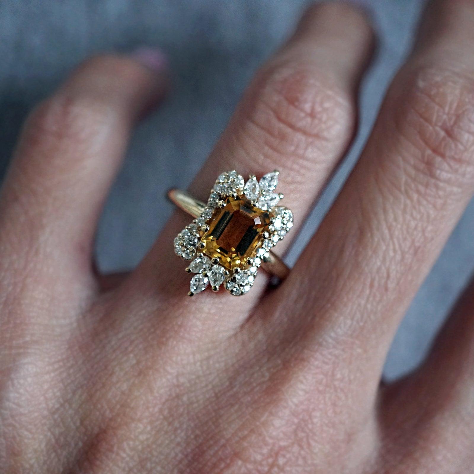 Eleanor Diamond Ring (Citrine/Morganite) - Tippy Taste Jewelry