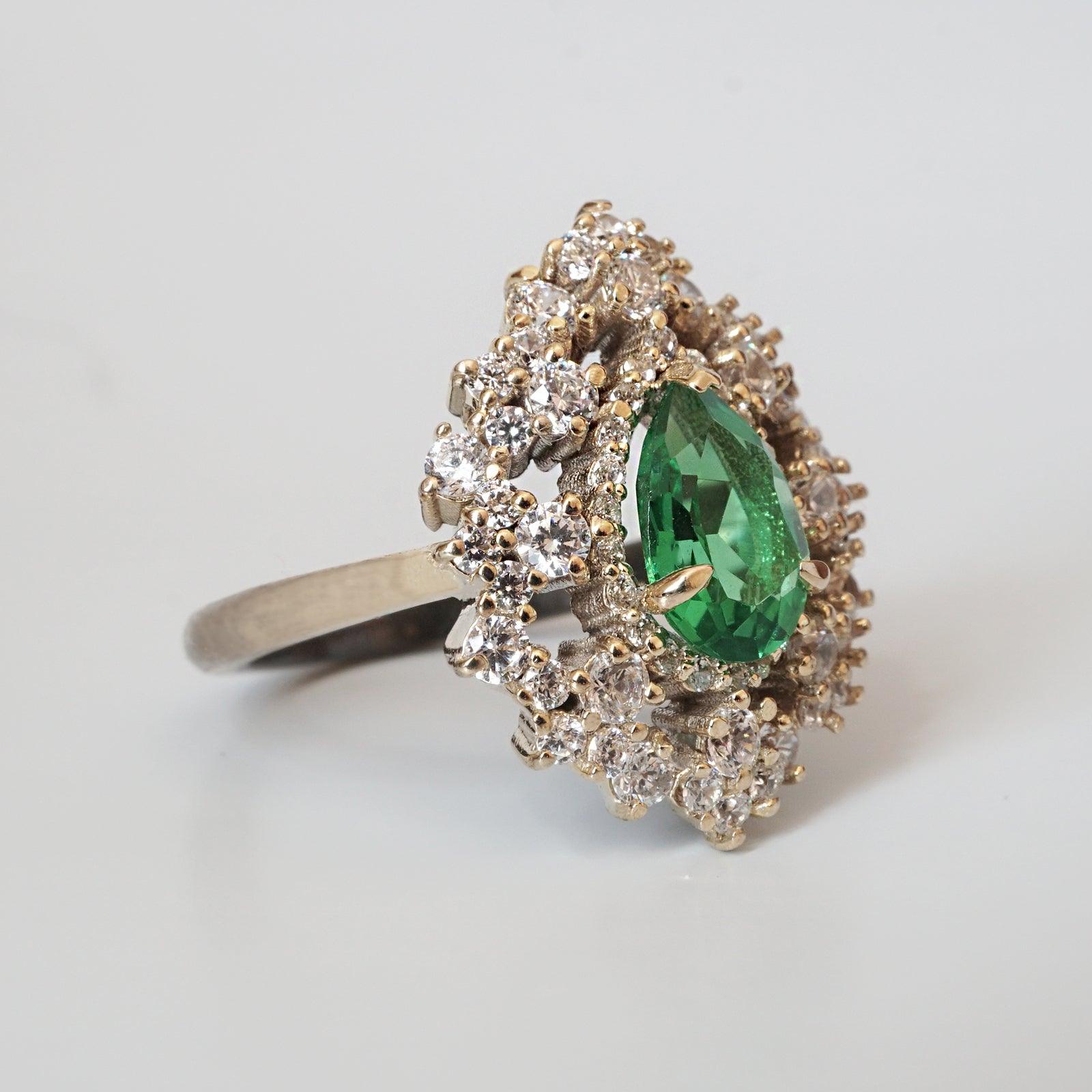 Forest Queen Emerald Diamond Ring - Tippy Taste Jewelry