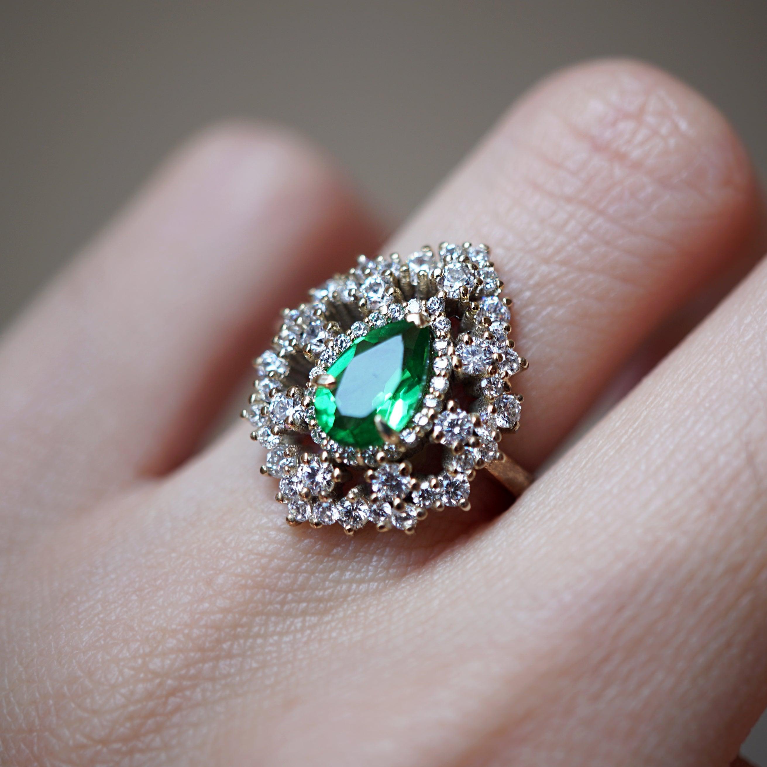 Forest Queen Emerald Diamond Ring - Tippy Taste Jewelry