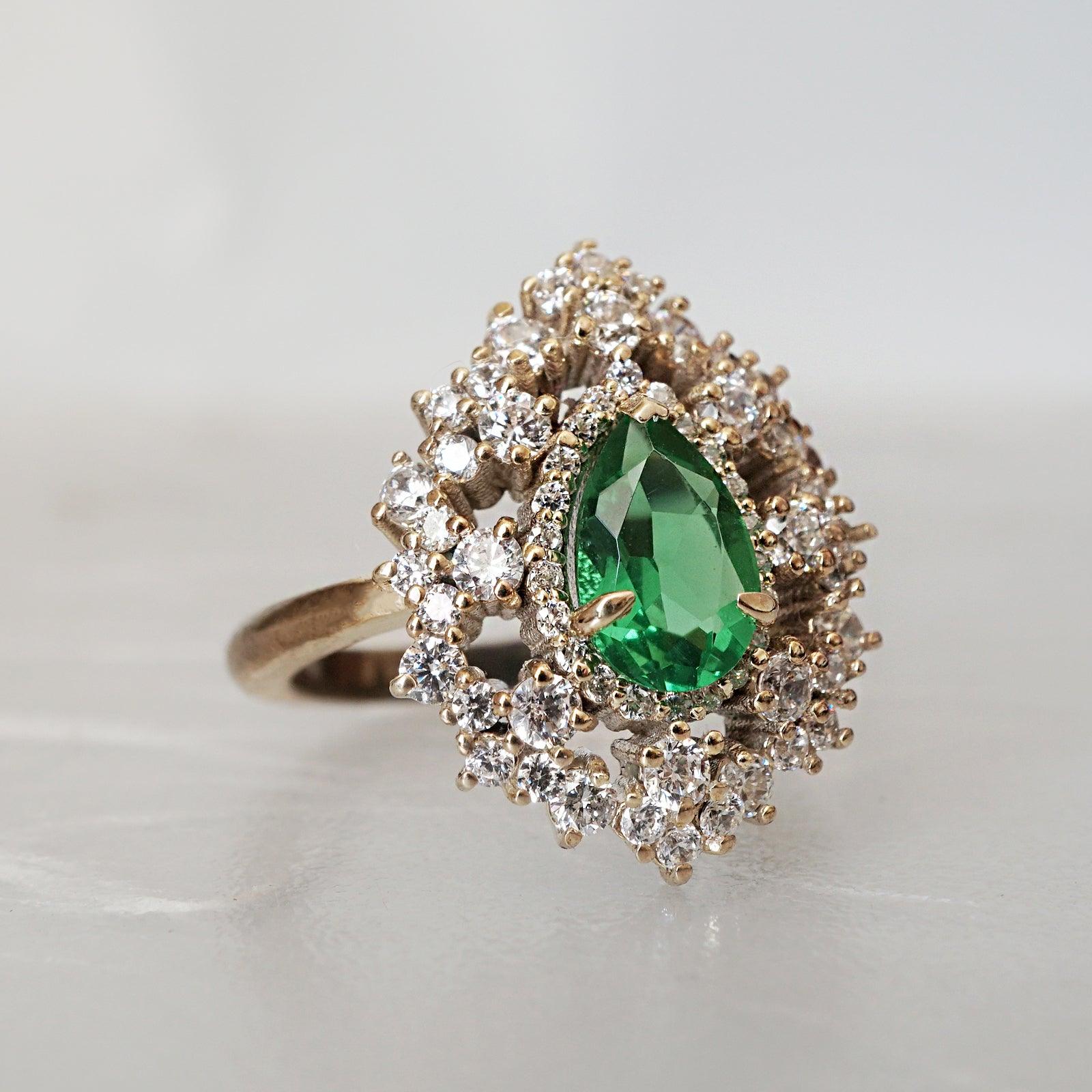 Forest Queen Emerald Diamond Ring - Tippy Taste Jewelry