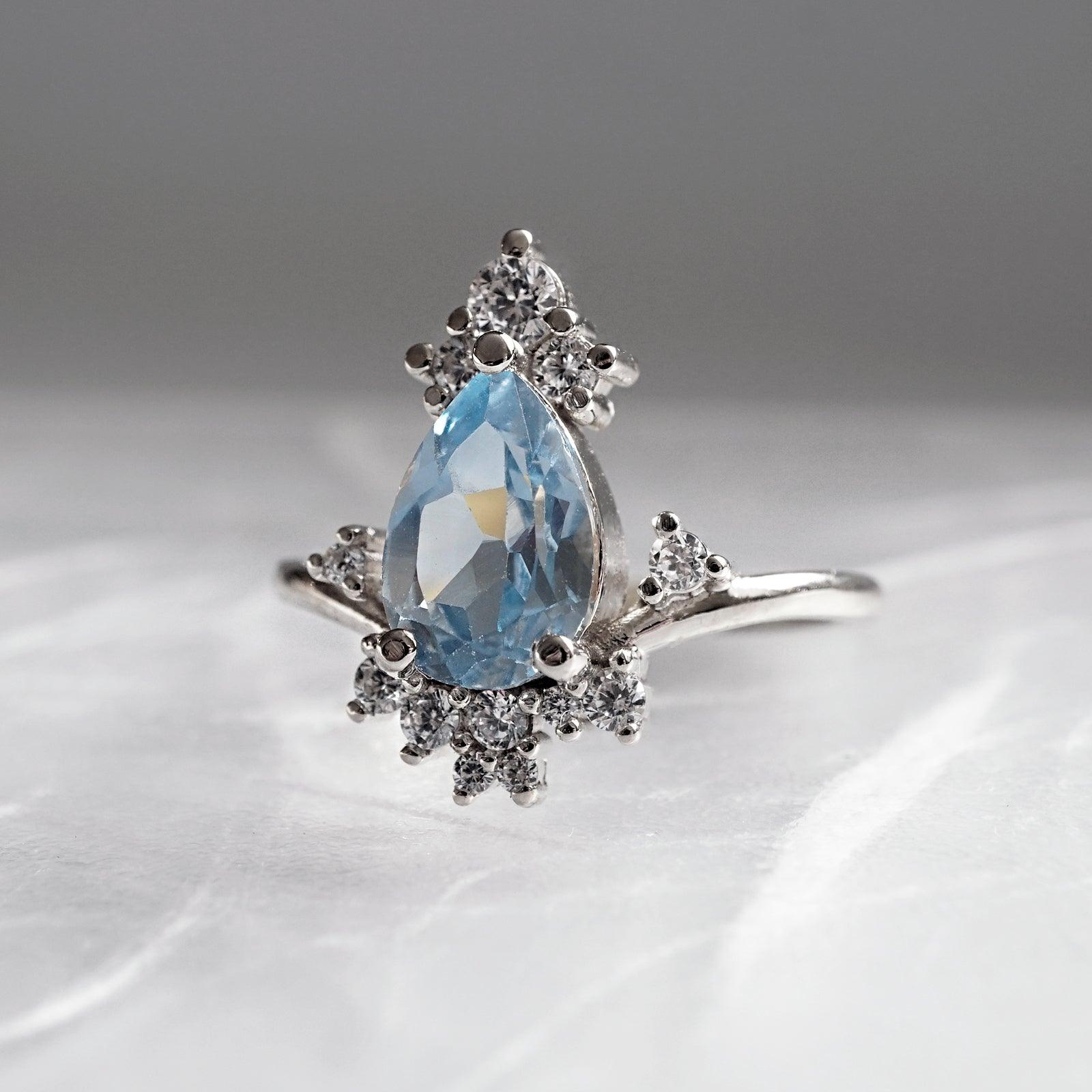 Freya Aquamarine Diamond Ring - Tippy Taste Jewelry