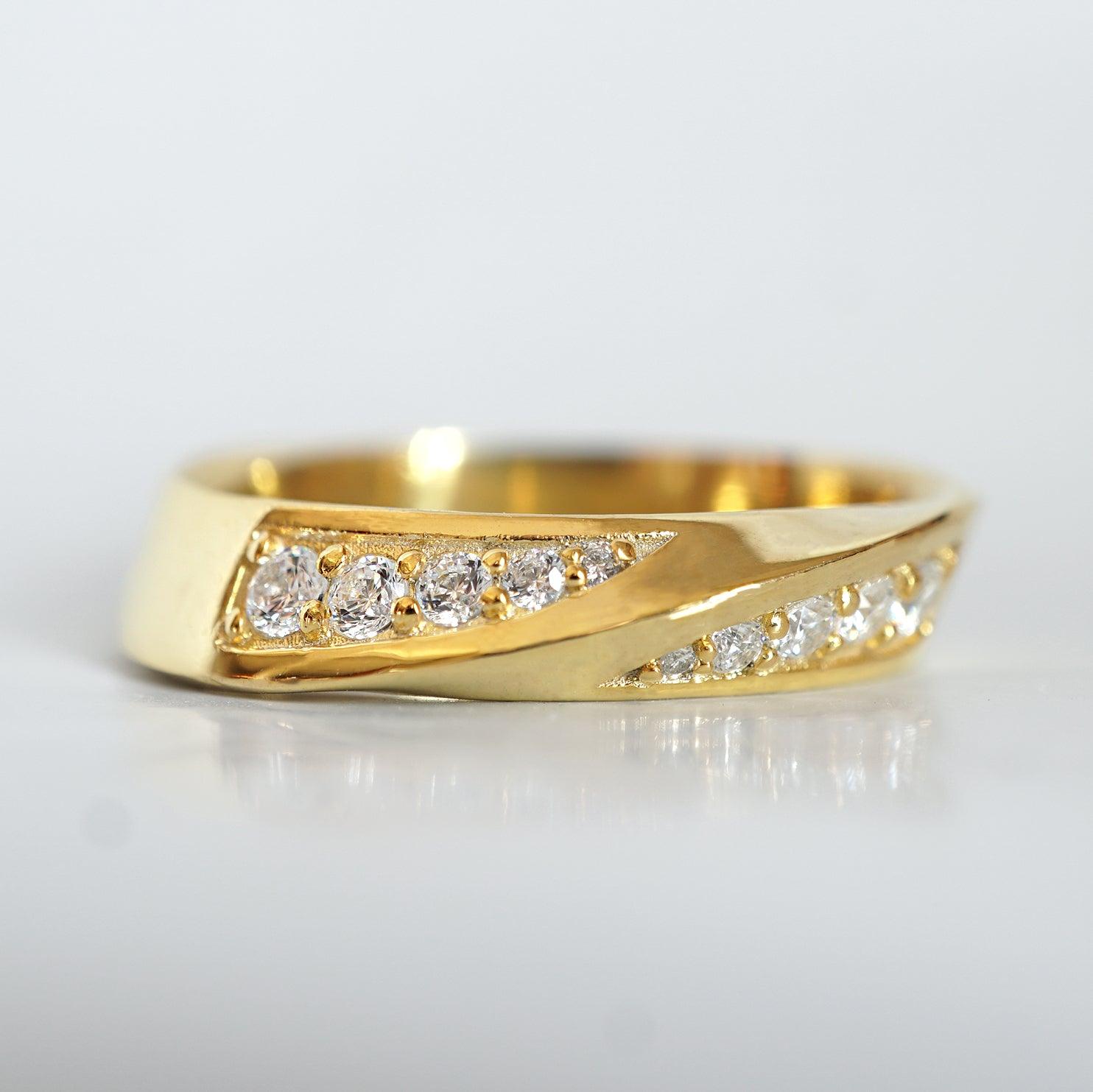 Spiral Diamond Ring in 14K and 18K Gold, 5mm - Tippy Taste Jewelry