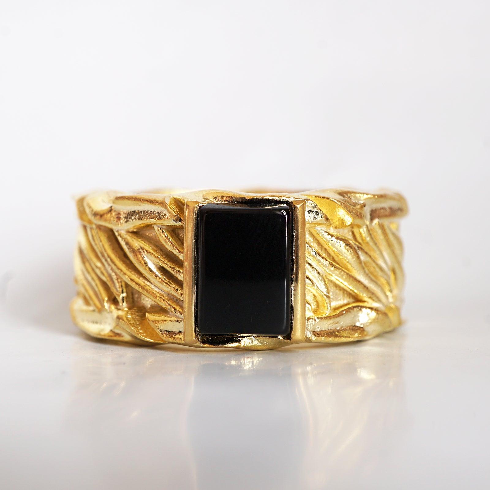 Byzantine Onyx Ring in Sterling Silver and 14K Gold, 9.8mm - Tippy Taste Jewelry