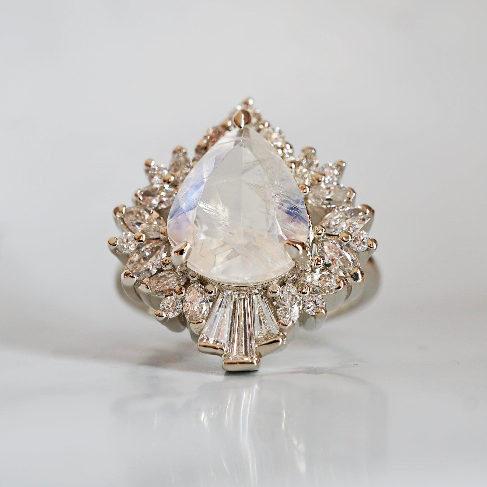 Hall Of Mirrors Moonstone Diamond Ring in 14K and 18K Gold - Tippy Taste Jewelry