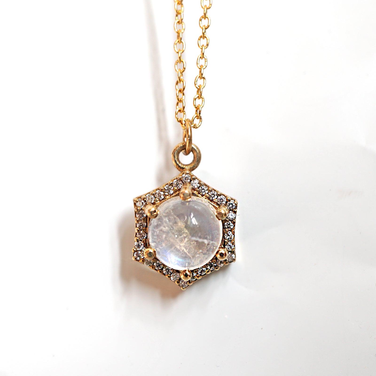 Moonstone Hexagon Interstellar Necklace - Tippy Taste Jewelry