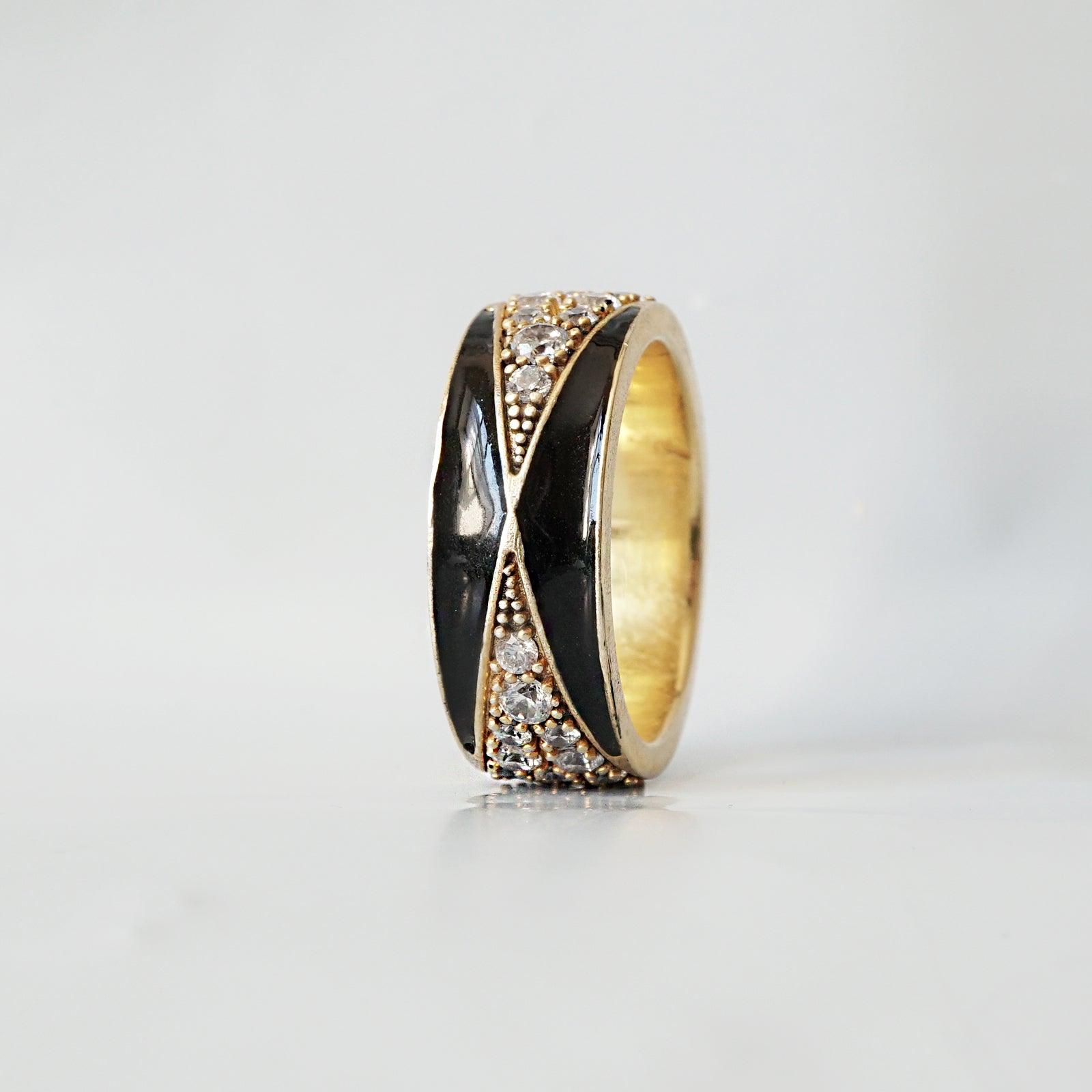 14K Enamel Diamond Ring - Tippy Taste Jewelry