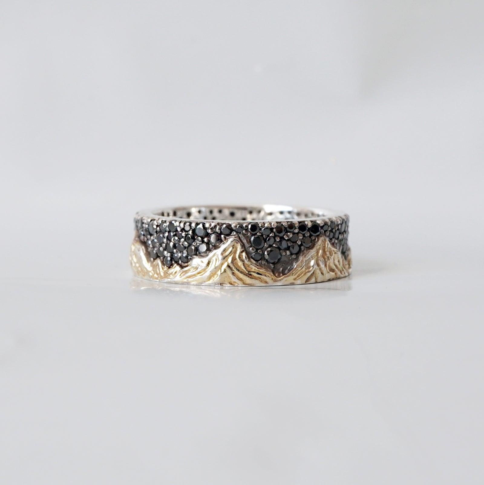 Mixed Metal Montona Black Diamond Ring, 7.2mm - Tippy Taste Jewelry