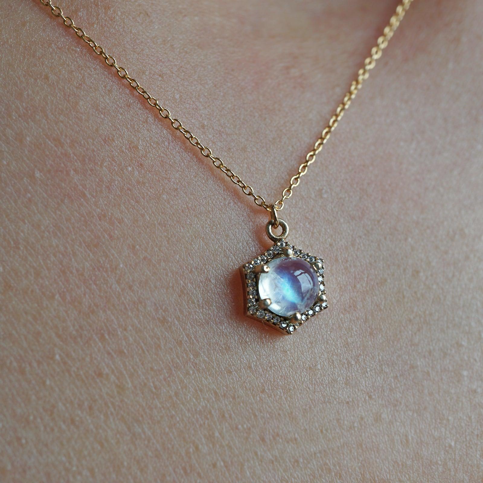 Moonstone Hexagon Interstellar Necklace - Tippy Taste Jewelry