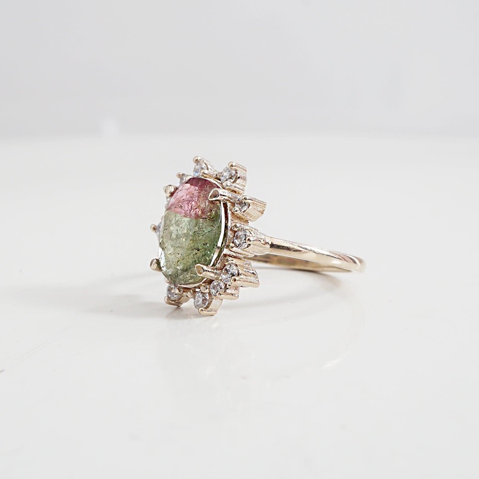 14K Watermelon Diamond Ring - Tippy Taste Jewelry