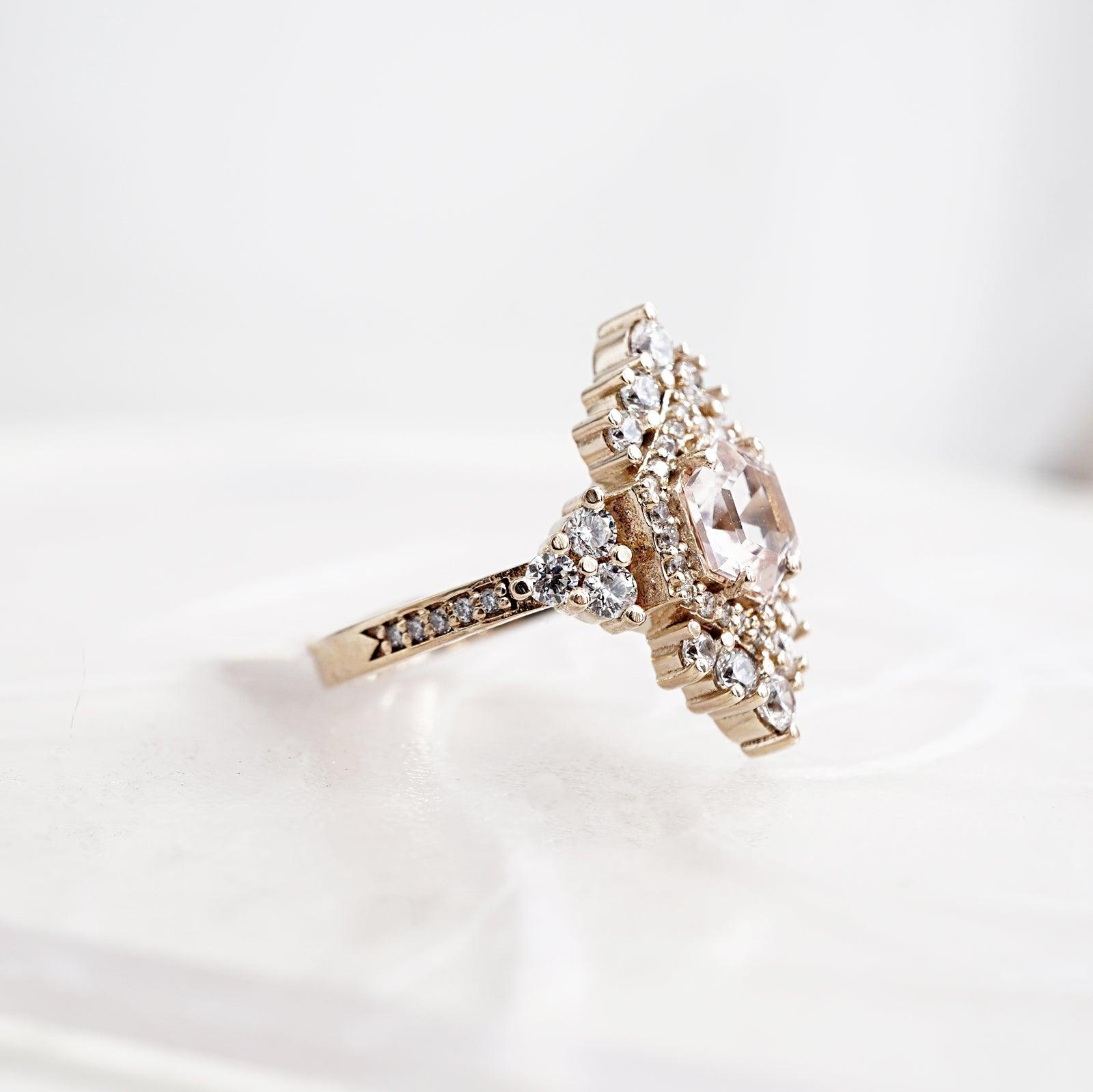 Chandelier Morganite Diamond Ring - Tippy Taste Jewelry