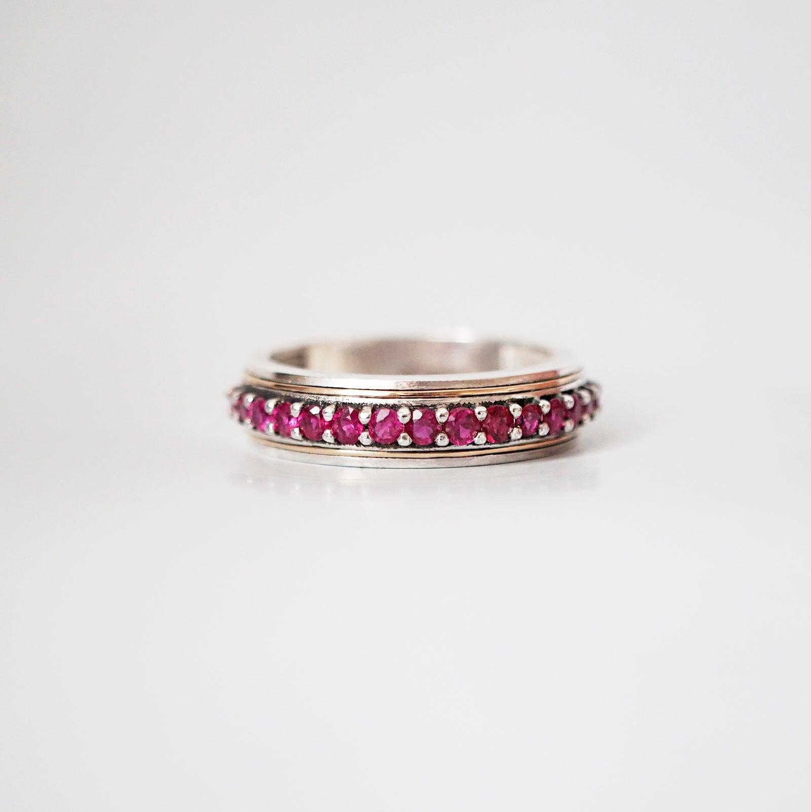 Silver/22K Gold Inlay Ruby Ring, 5mm - Tippy Taste Jewelry