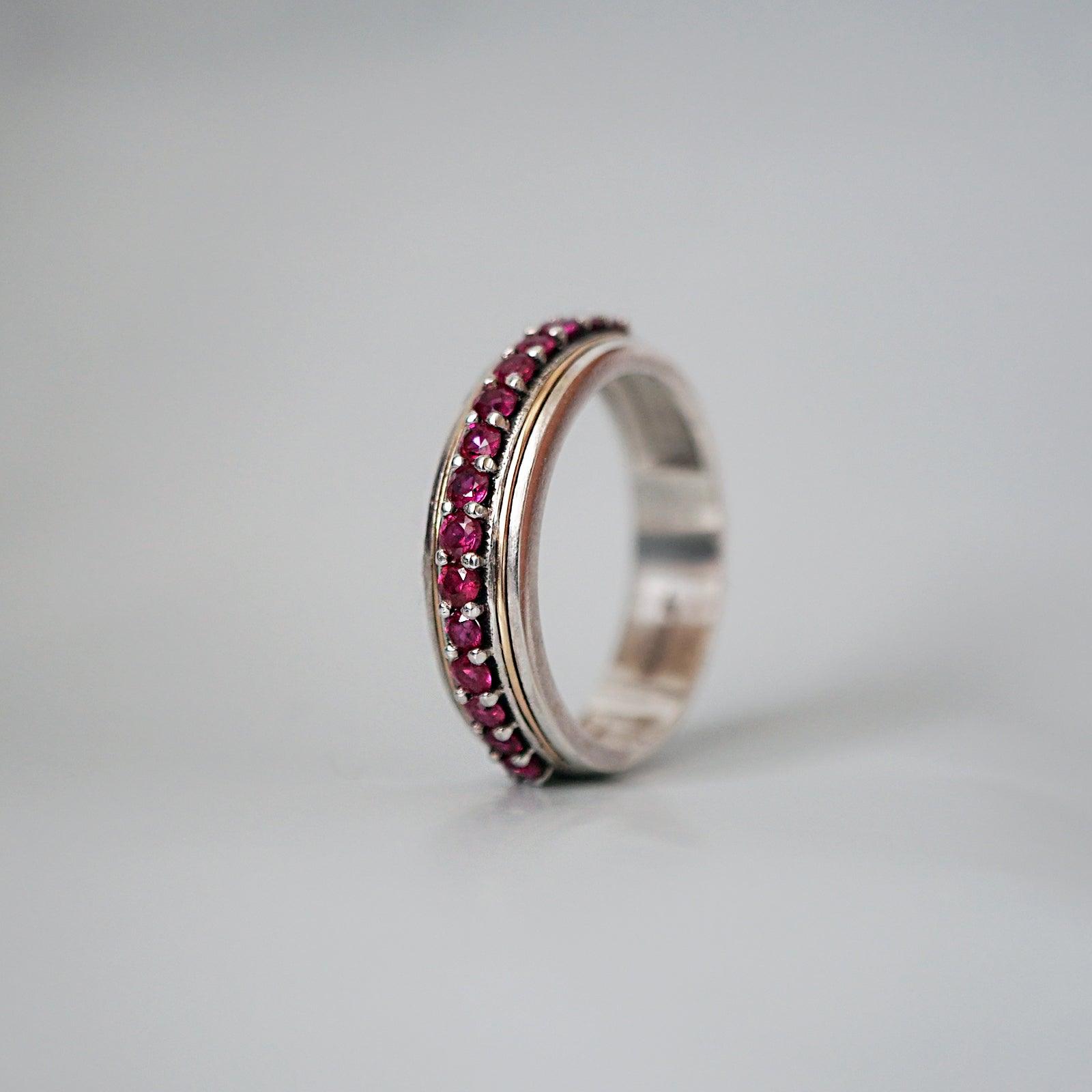 Silver/22K Gold Inlay Ruby Ring, 5mm - Tippy Taste Jewelry