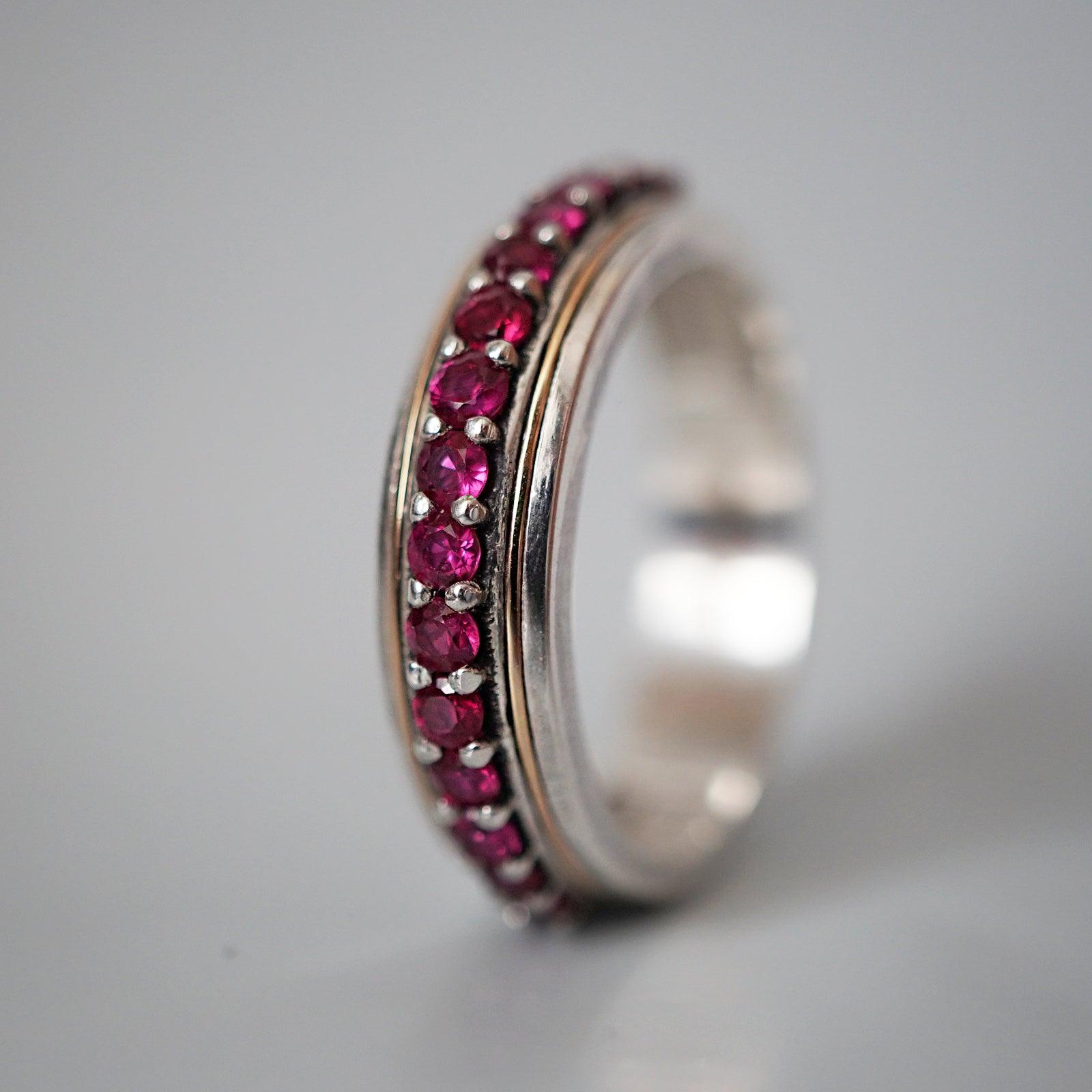 Silver/22K Gold Inlay Ruby Ring, 5mm - Tippy Taste Jewelry