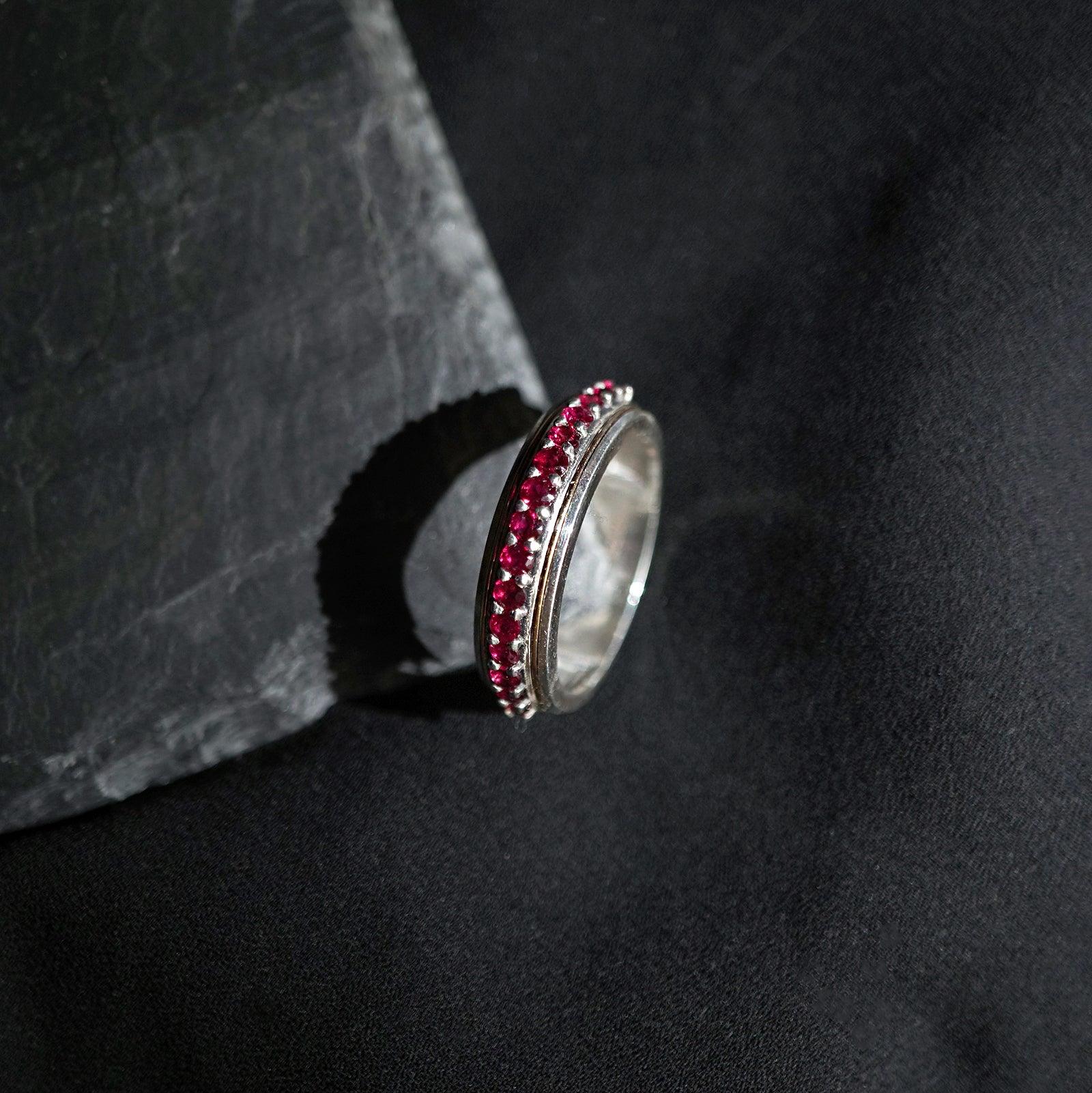 Silver/22K Gold Inlay Ruby Ring, 5mm - Tippy Taste Jewelry