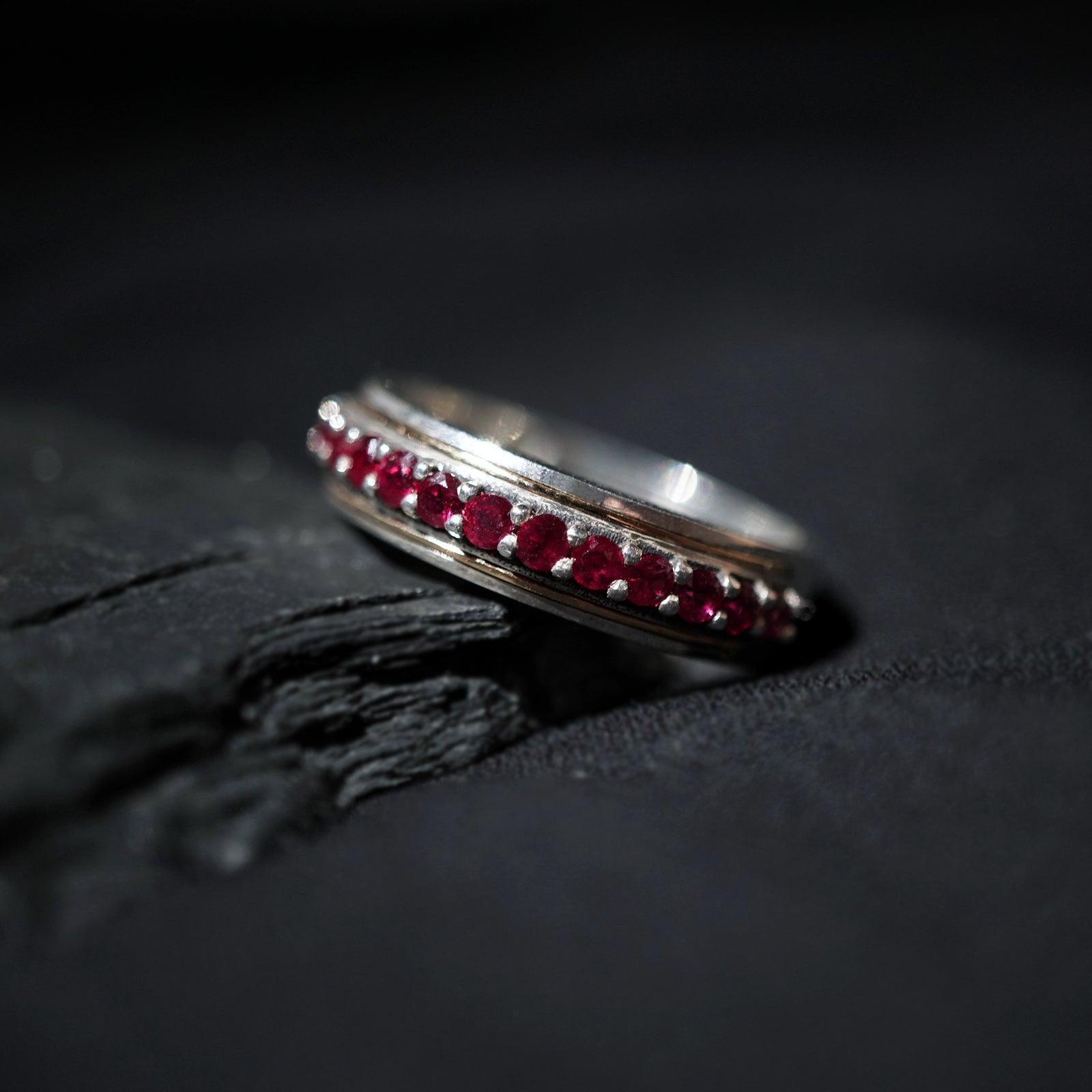 Silver/22K Gold Inlay Ruby Ring, 5mm - Tippy Taste Jewelry