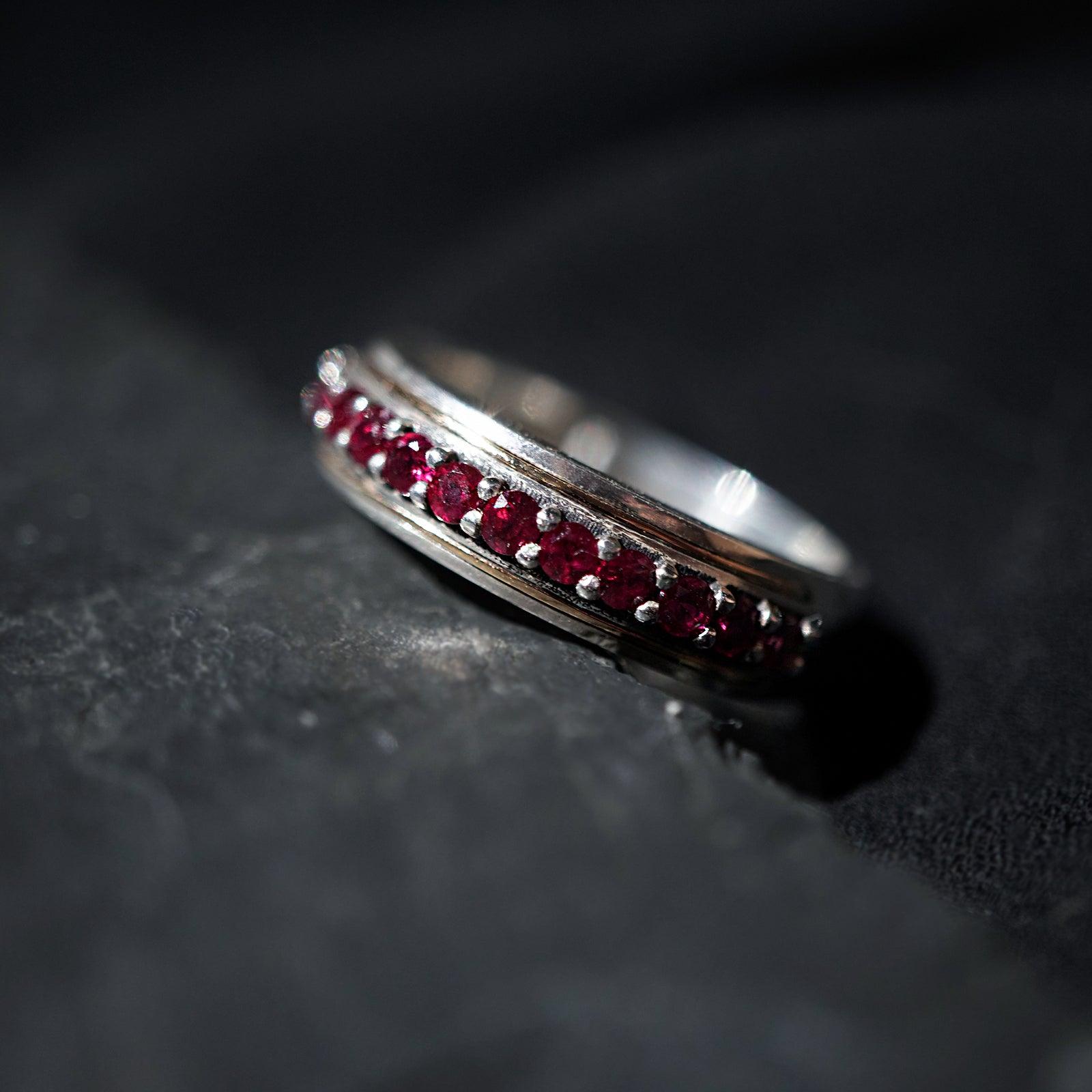 Silver/22K Gold Inlay Ruby Ring, 5mm - Tippy Taste Jewelry