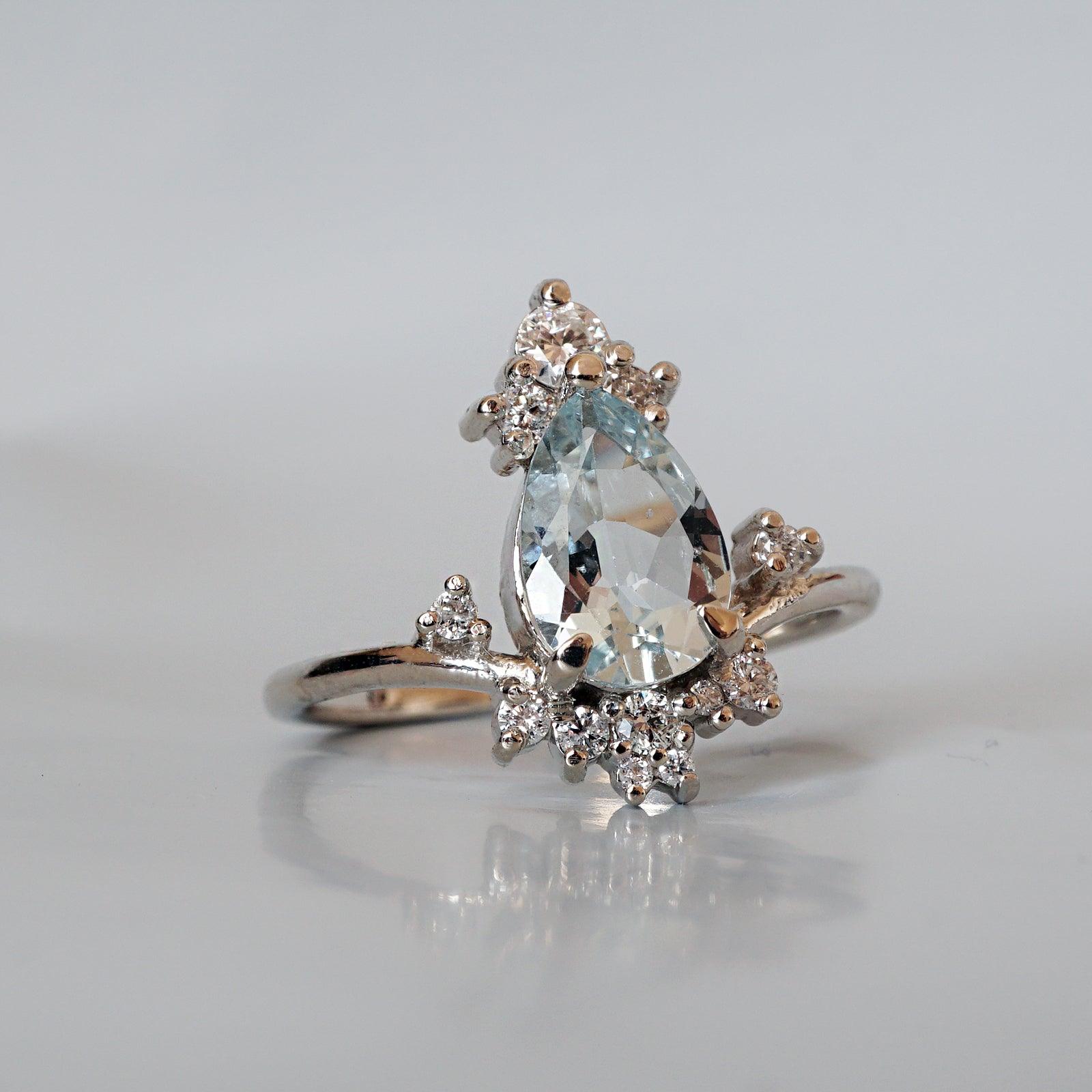 Freya Aquamarine Diamond Ring in 14K and 18K Gold - Tippy Taste Jewelry