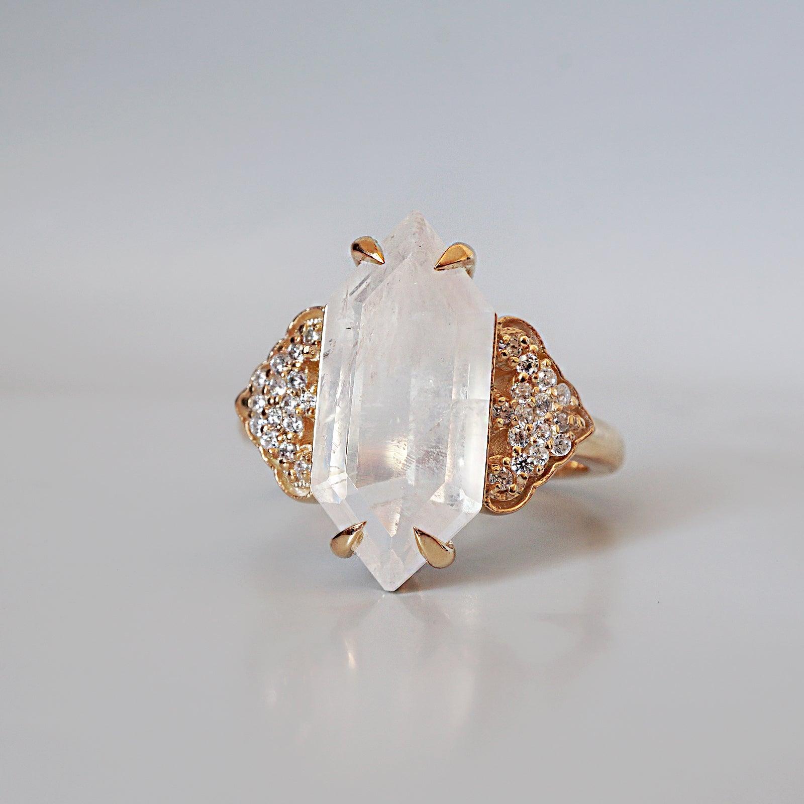 Frozen Moonstone Diamond Ring in 14K and 18K Gold - Tippy Taste Jewelry