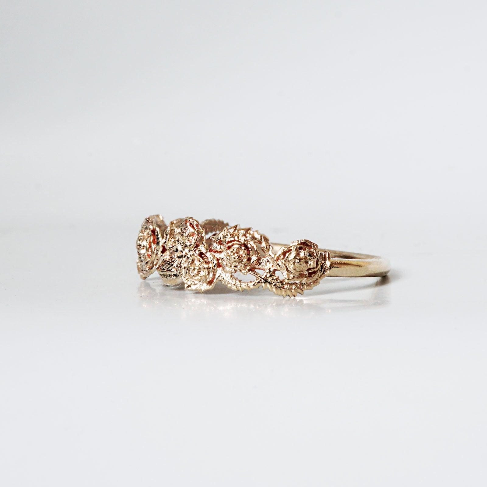 Rose Ring Band in 14K and 18K Gold - Tippy Taste Jewelry