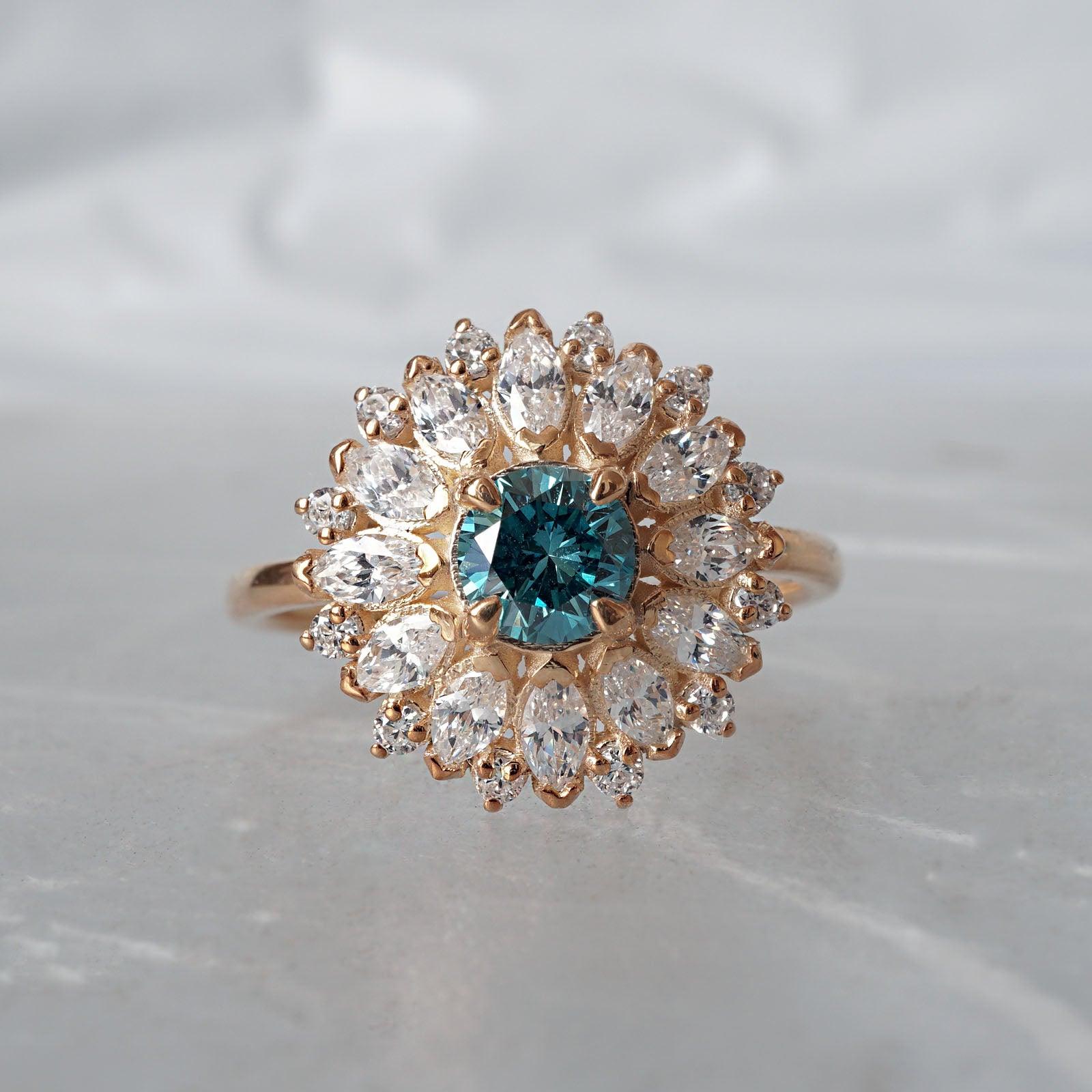 Dandelion Blue Diamond Ring - Tippy Taste Jewelry