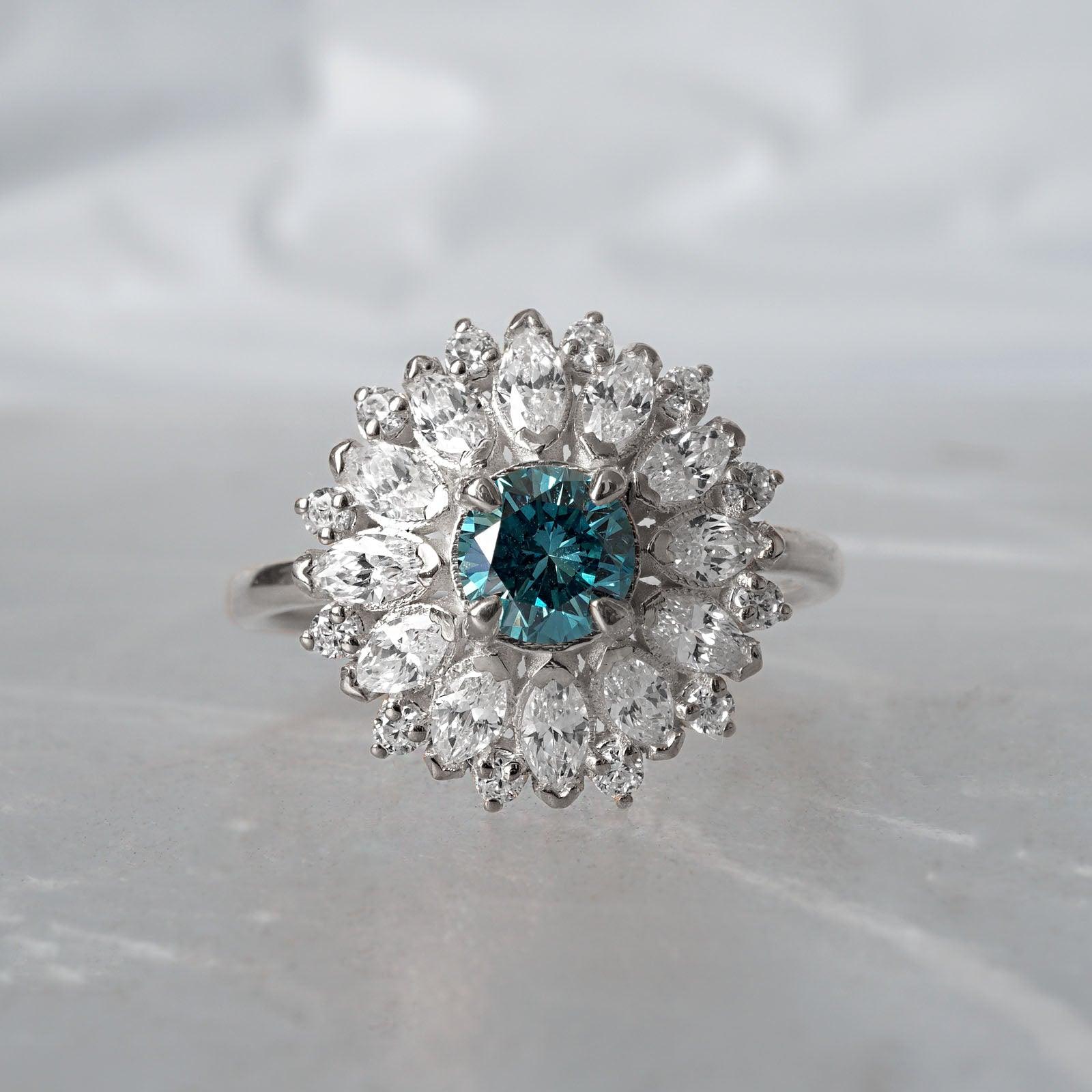 Dandelion Blue Diamond Ring - Tippy Taste Jewelry