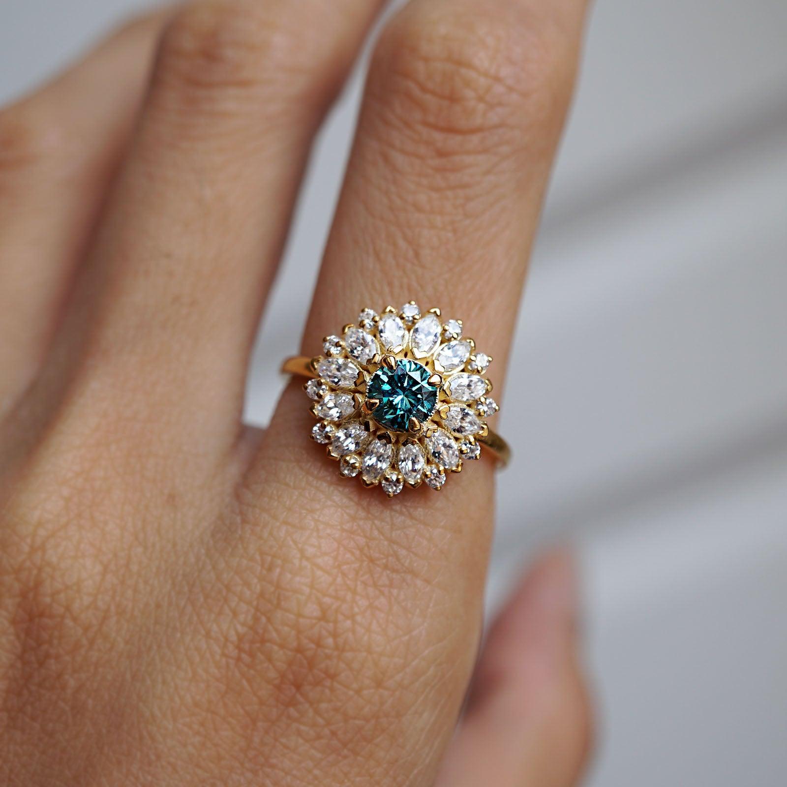 Dandelion Blue Diamond Ring - Tippy Taste Jewelry