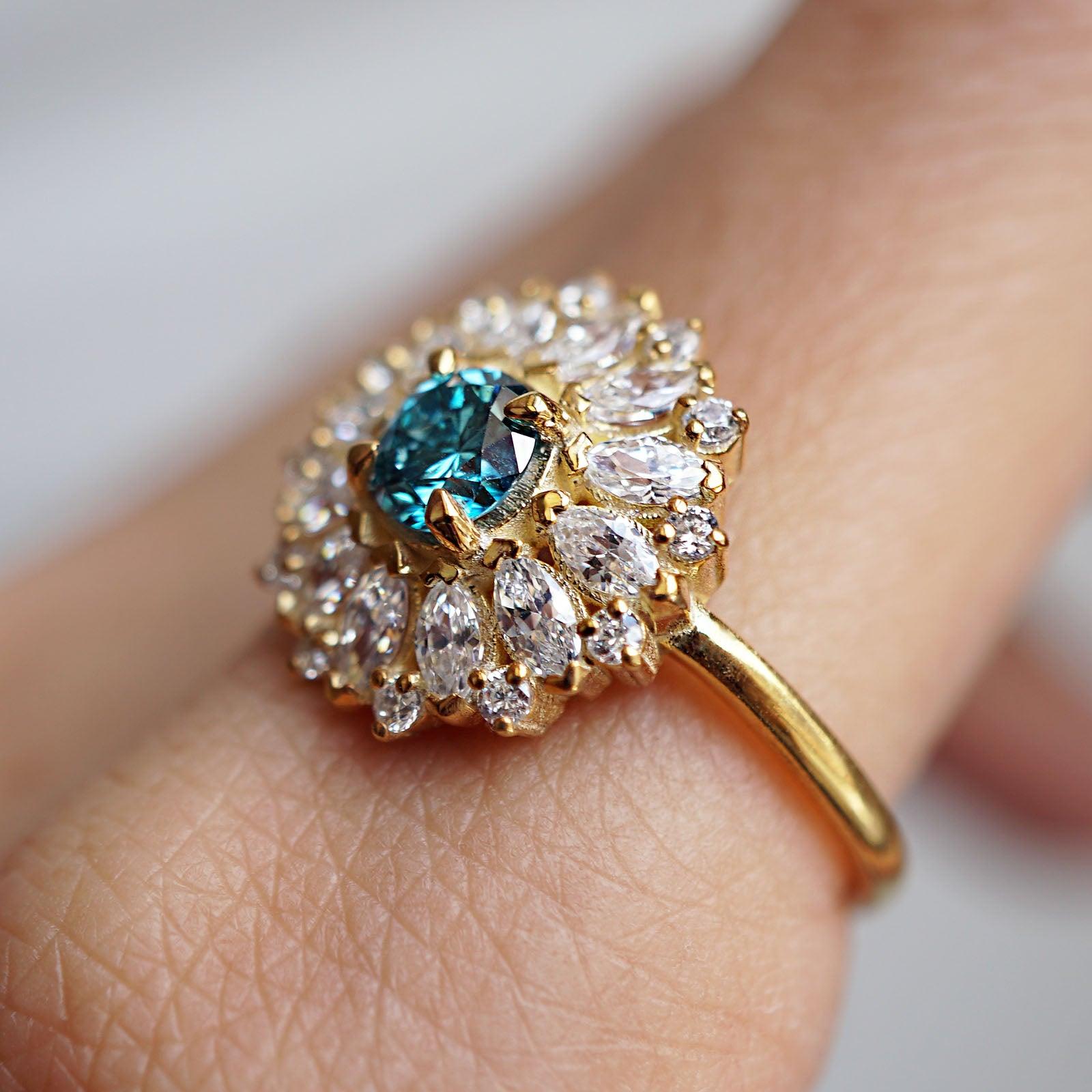 Dandelion Blue Diamond Ring - Tippy Taste Jewelry