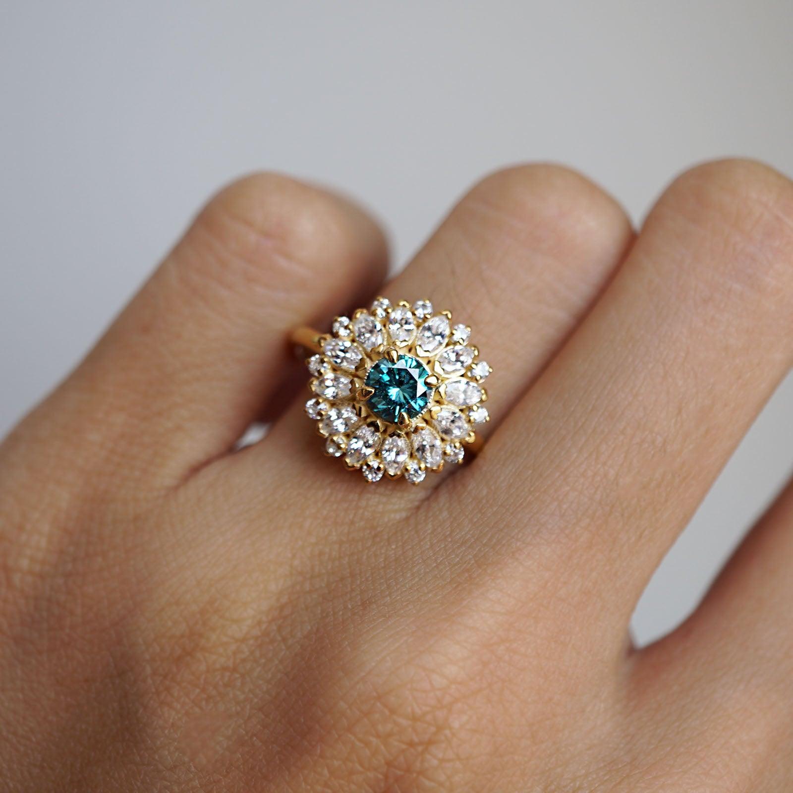 Dandelion Blue Diamond Ring - Tippy Taste Jewelry