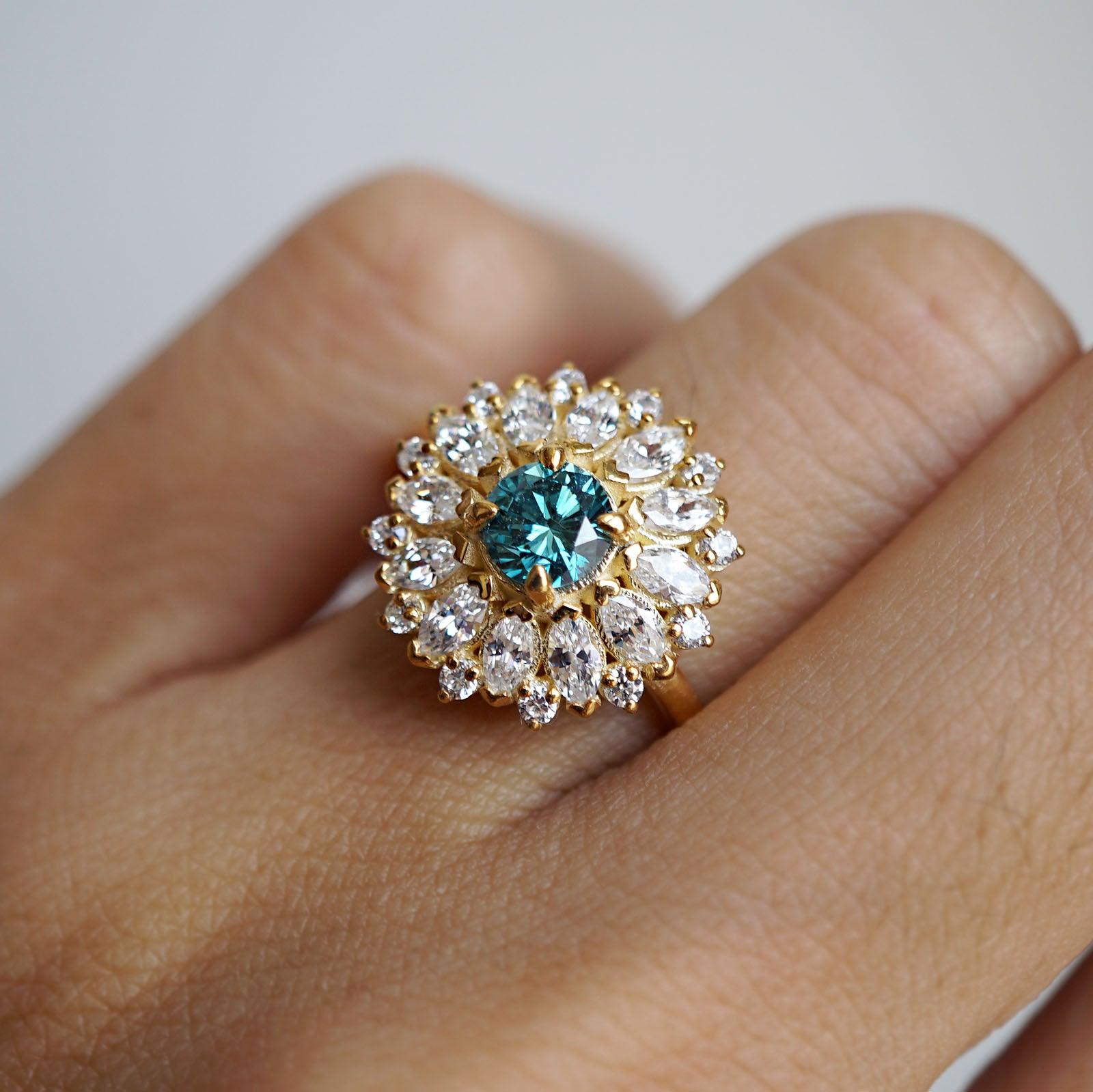 Dandelion Blue Diamond Ring - Tippy Taste Jewelry