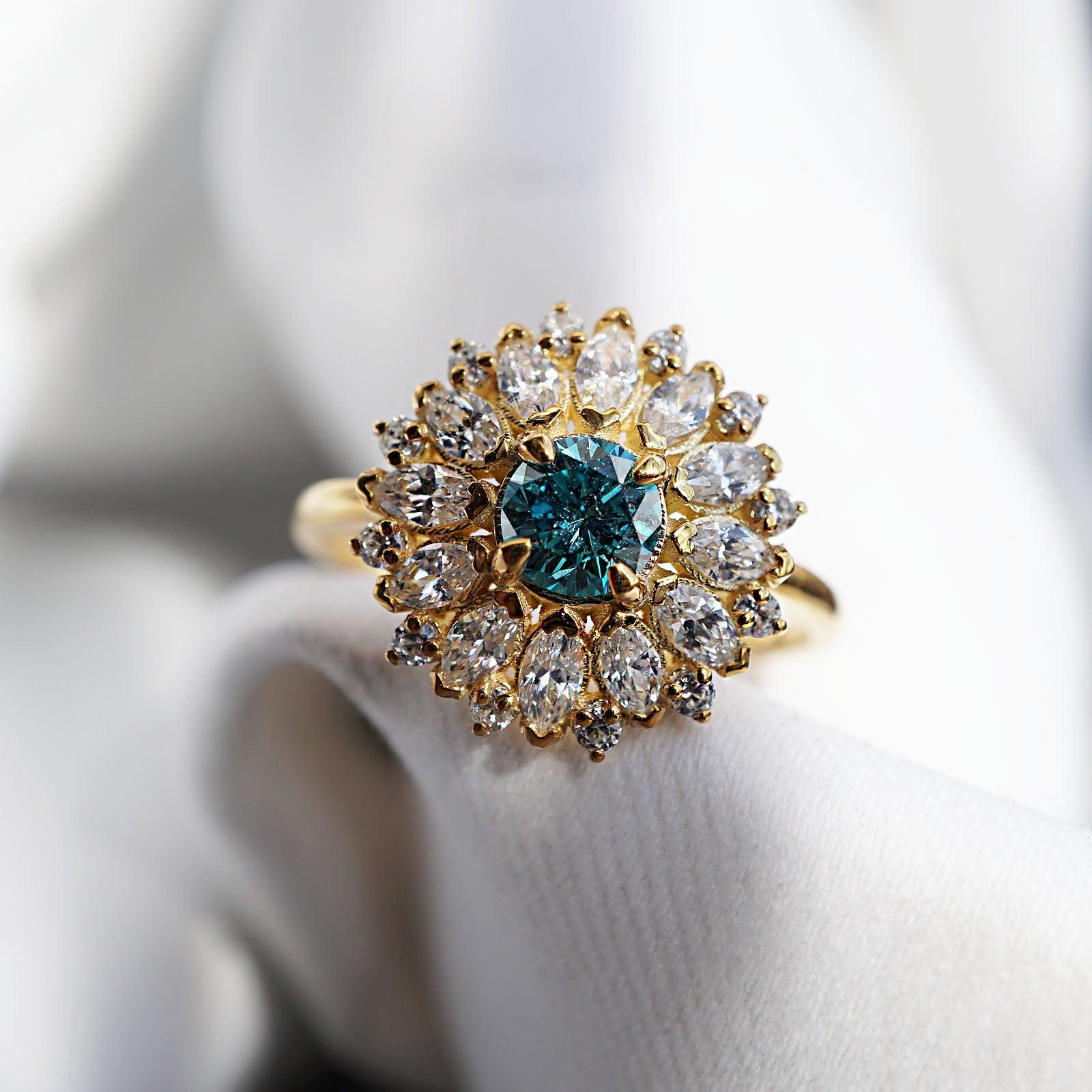 Dandelion Blue Diamond Ring - Tippy Taste Jewelry