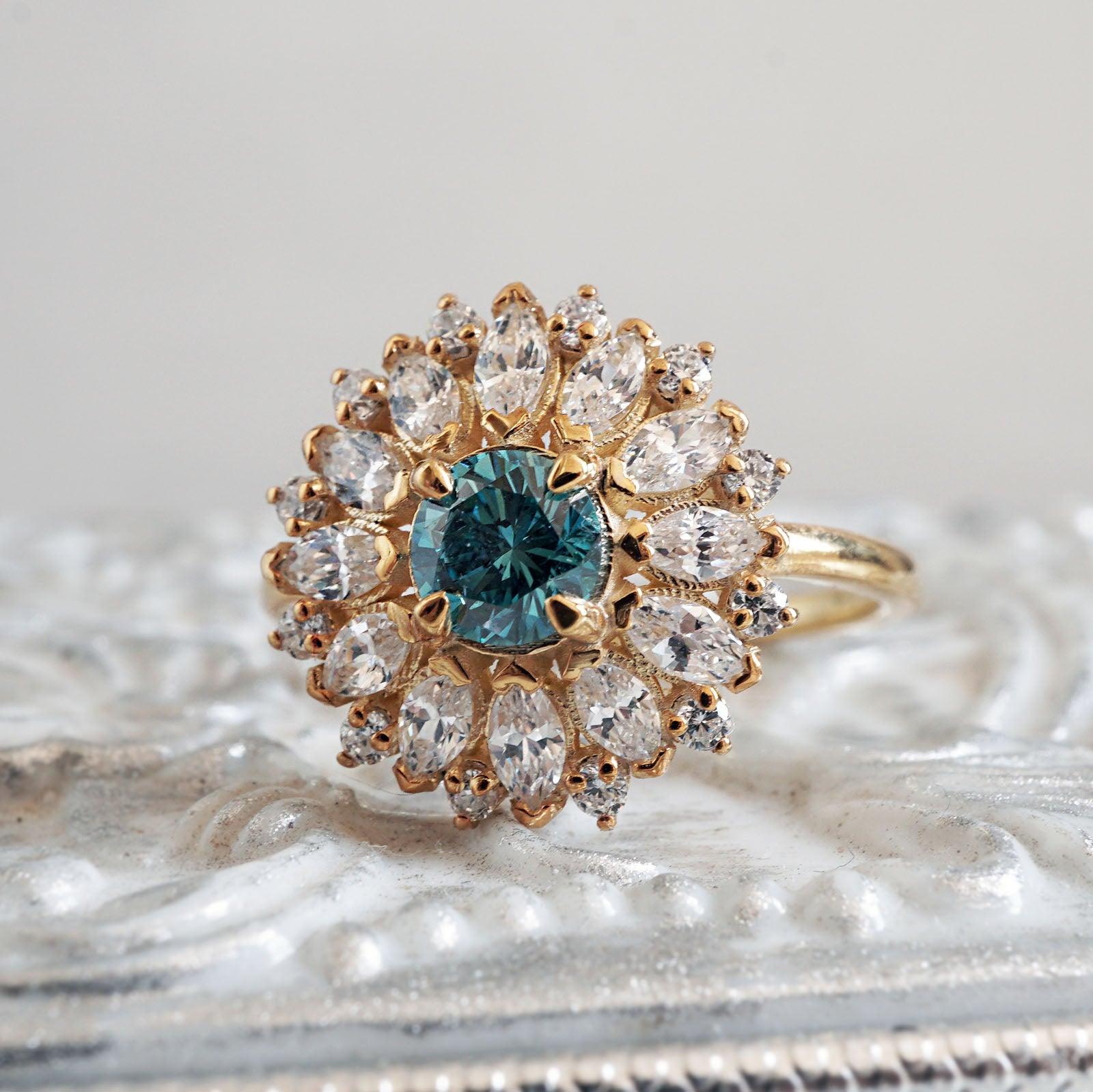 Dandelion Blue Diamond Ring - Tippy Taste Jewelry