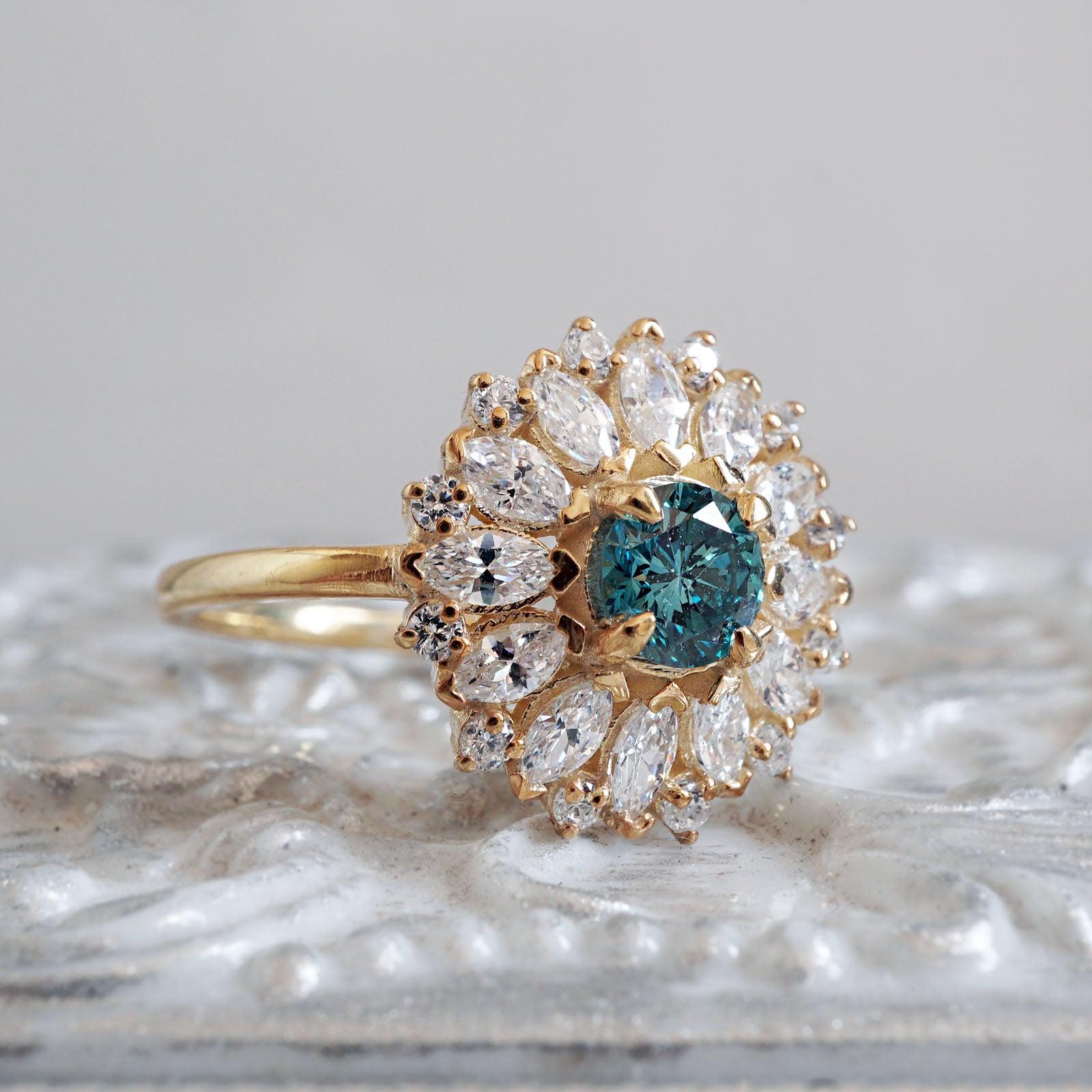 Dandelion Blue Diamond Ring - Tippy Taste Jewelry