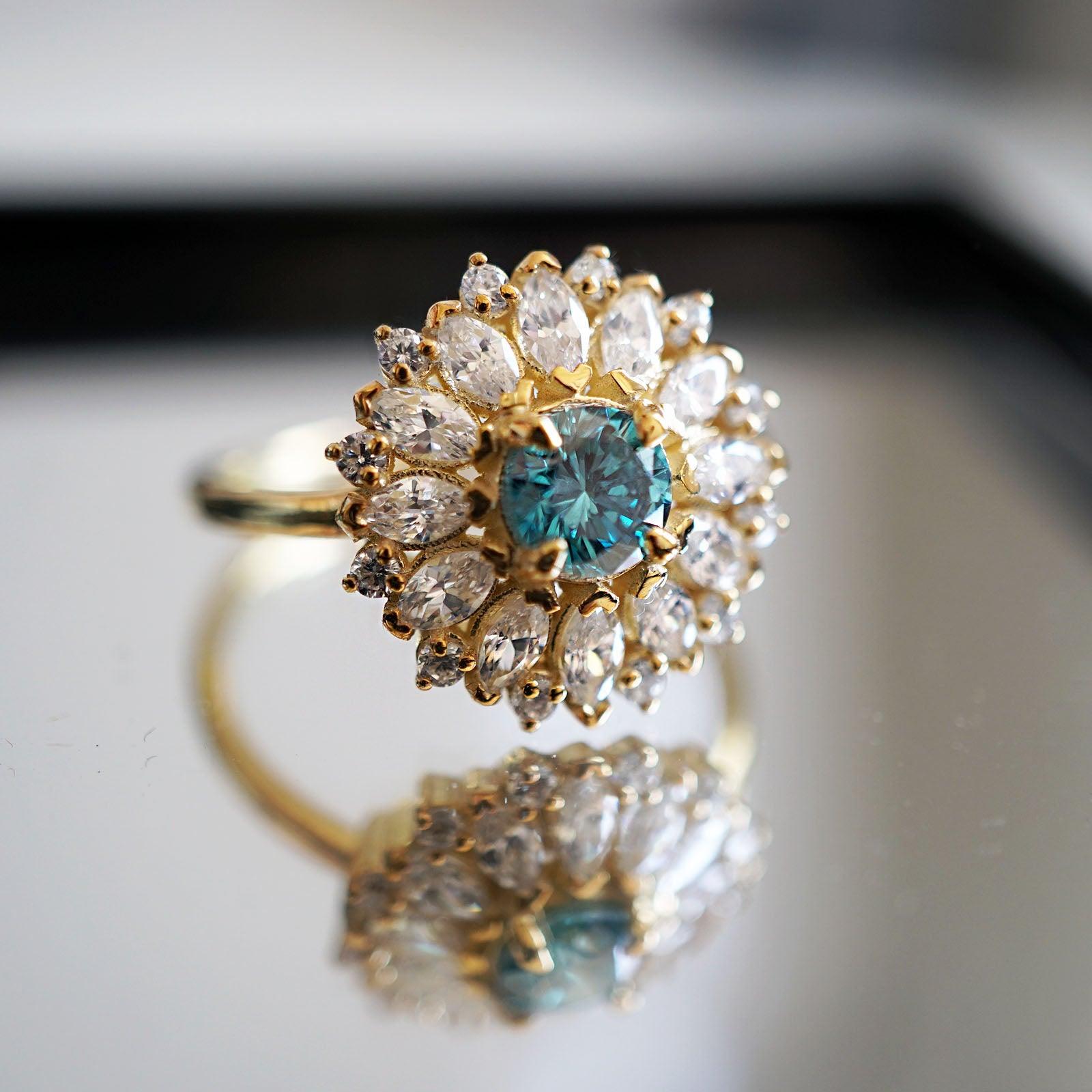 Dandelion Blue Diamond Ring - Tippy Taste Jewelry