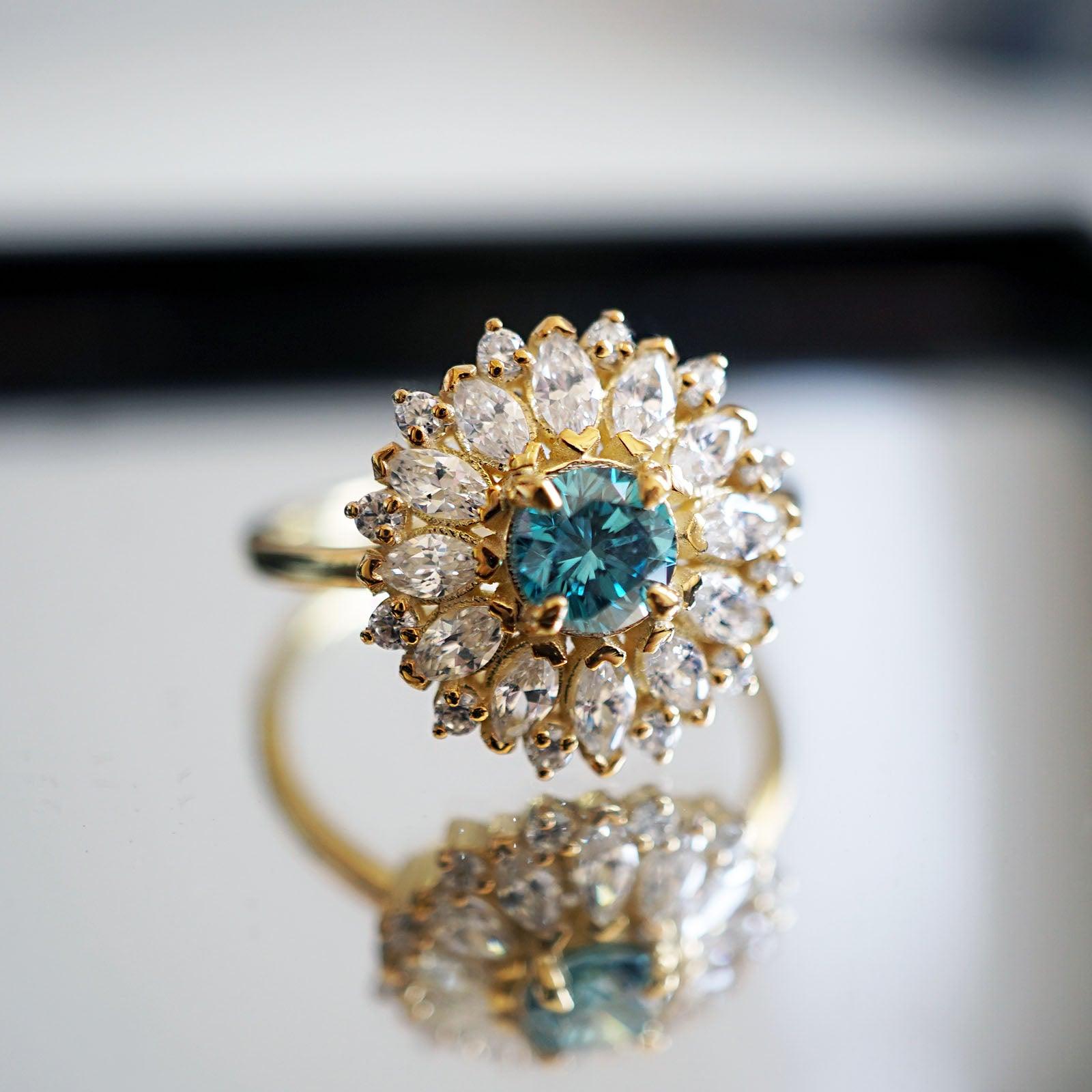 Dandelion Blue Diamond Ring - Tippy Taste Jewelry