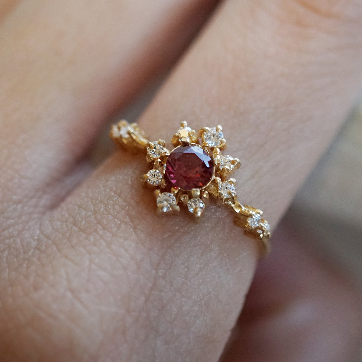 Garnet Rose Thorn Ring - Tippy Taste Jewelry