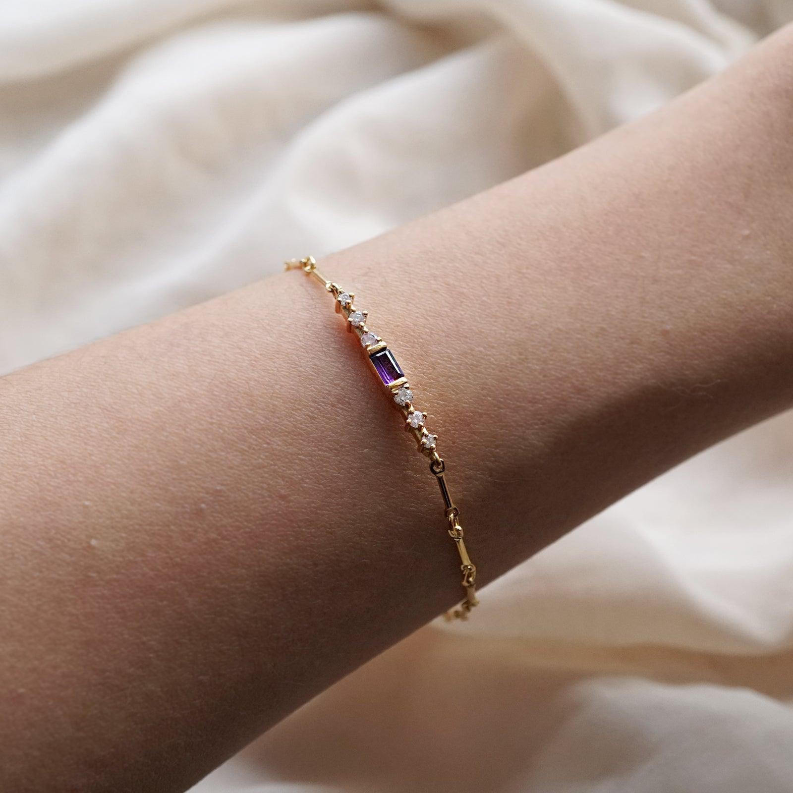 14K Amethyst Deco Bracelet - Tippy Taste Jewelry