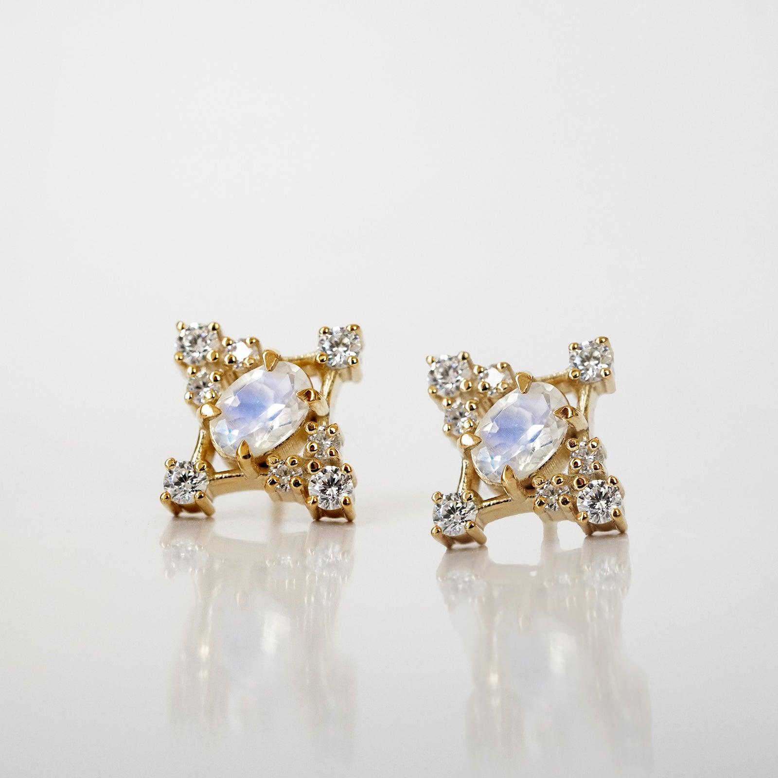 14K Moonstone Palace Studs - Tippy Taste Jewelry