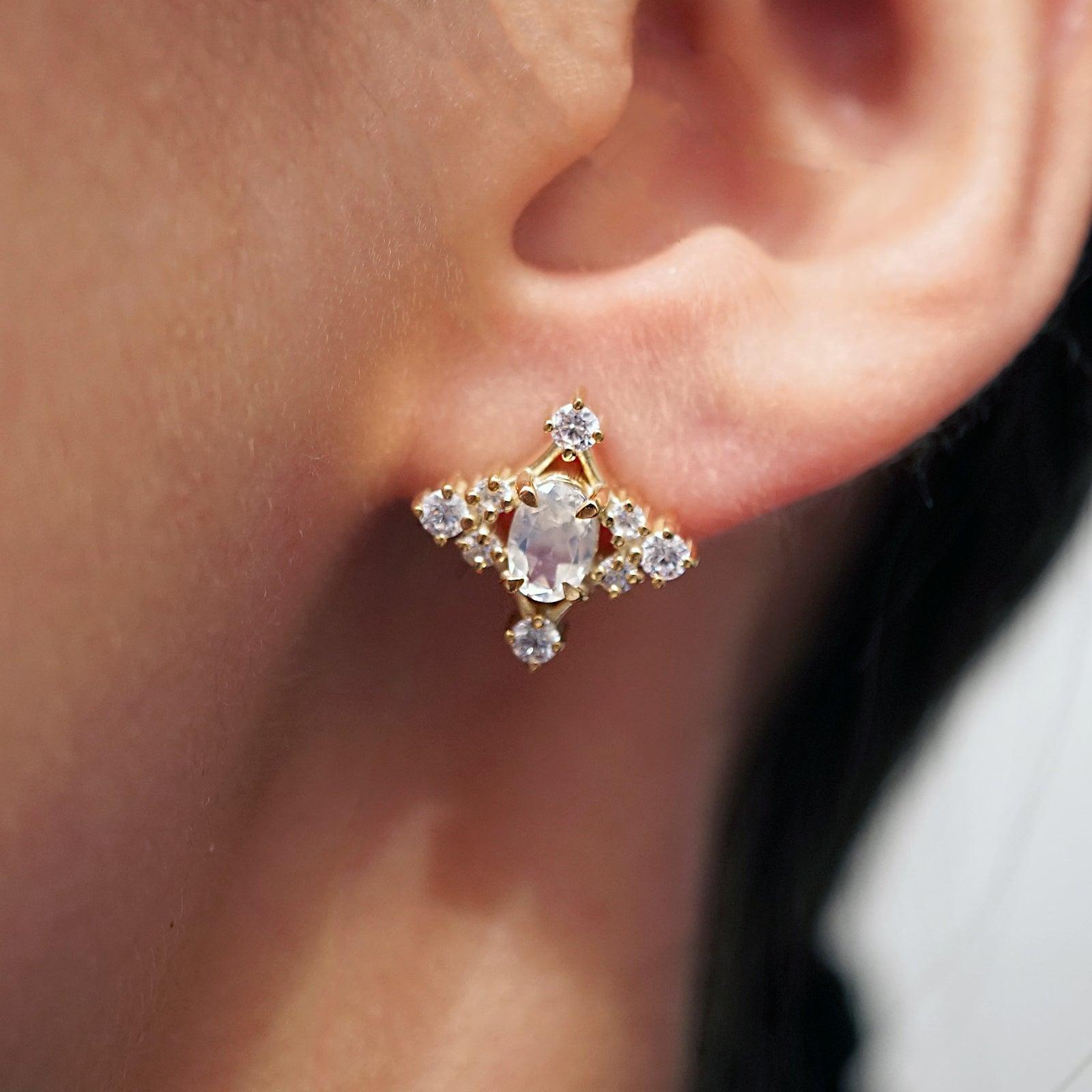 14K Moonstone Palace Studs - Tippy Taste Jewelry