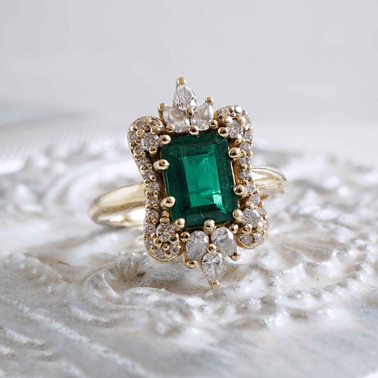 Eleanor Emerald Diamond Ring in 14K, 18K Gold and Platinum - Tippy Taste Jewelry