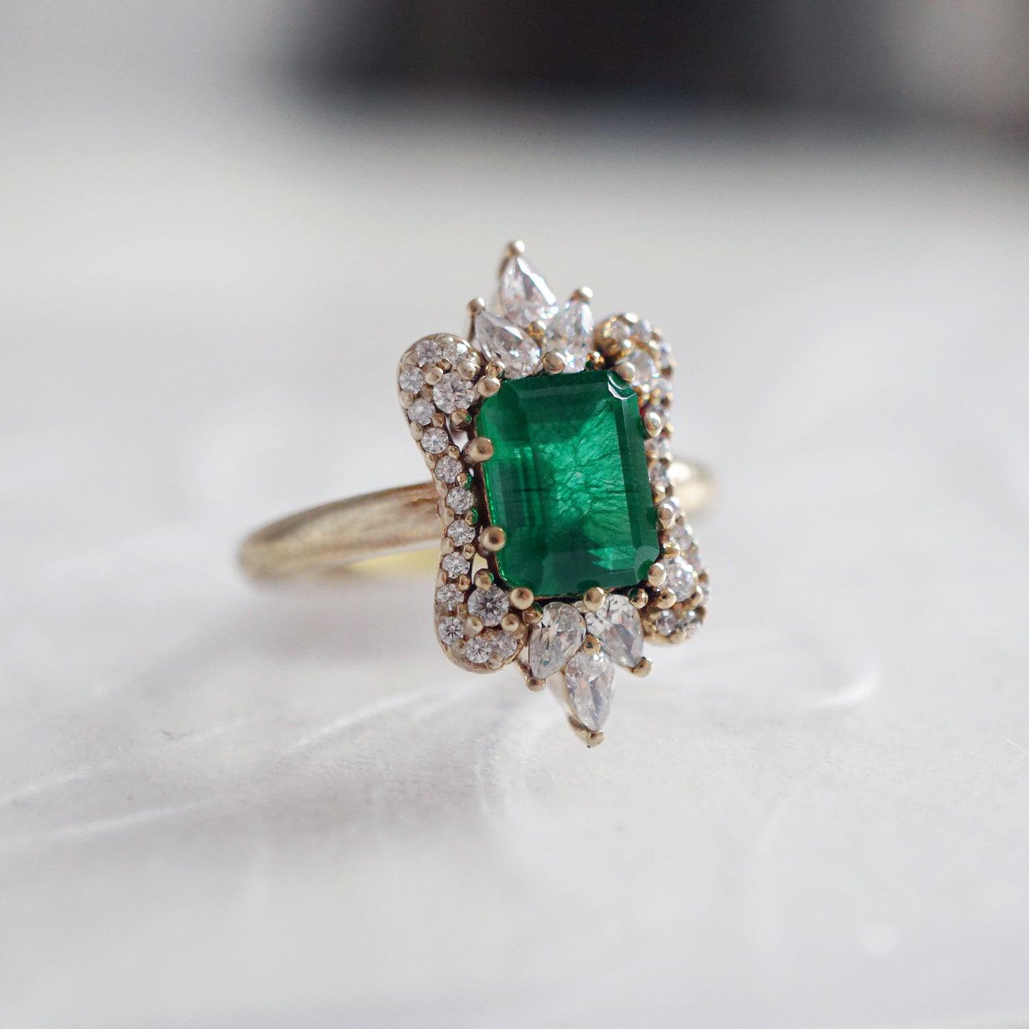 Eleanor Emerald Diamond Ring - Tippy Taste Jewelry