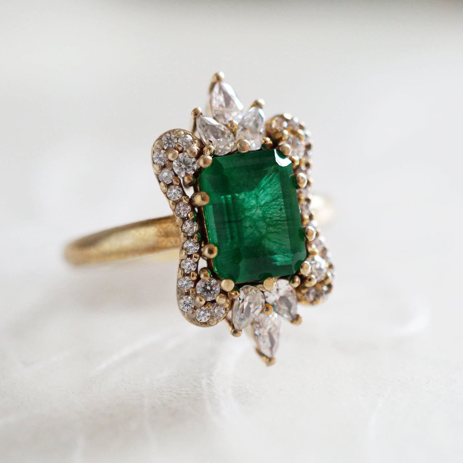 Eleanor Emerald Diamond Ring - Tippy Taste Jewelry