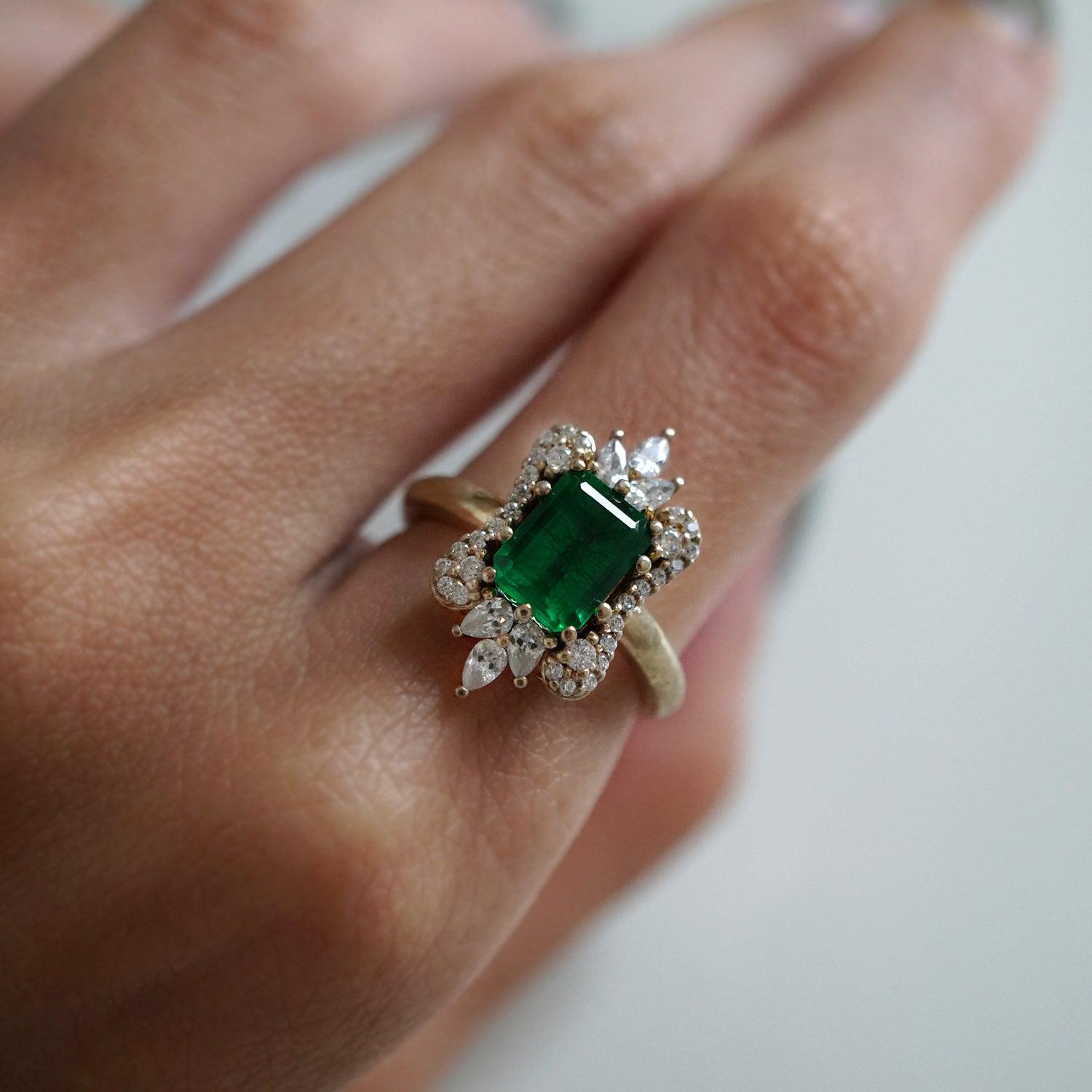 Eleanor Emerald Diamond Ring - Tippy Taste Jewelry