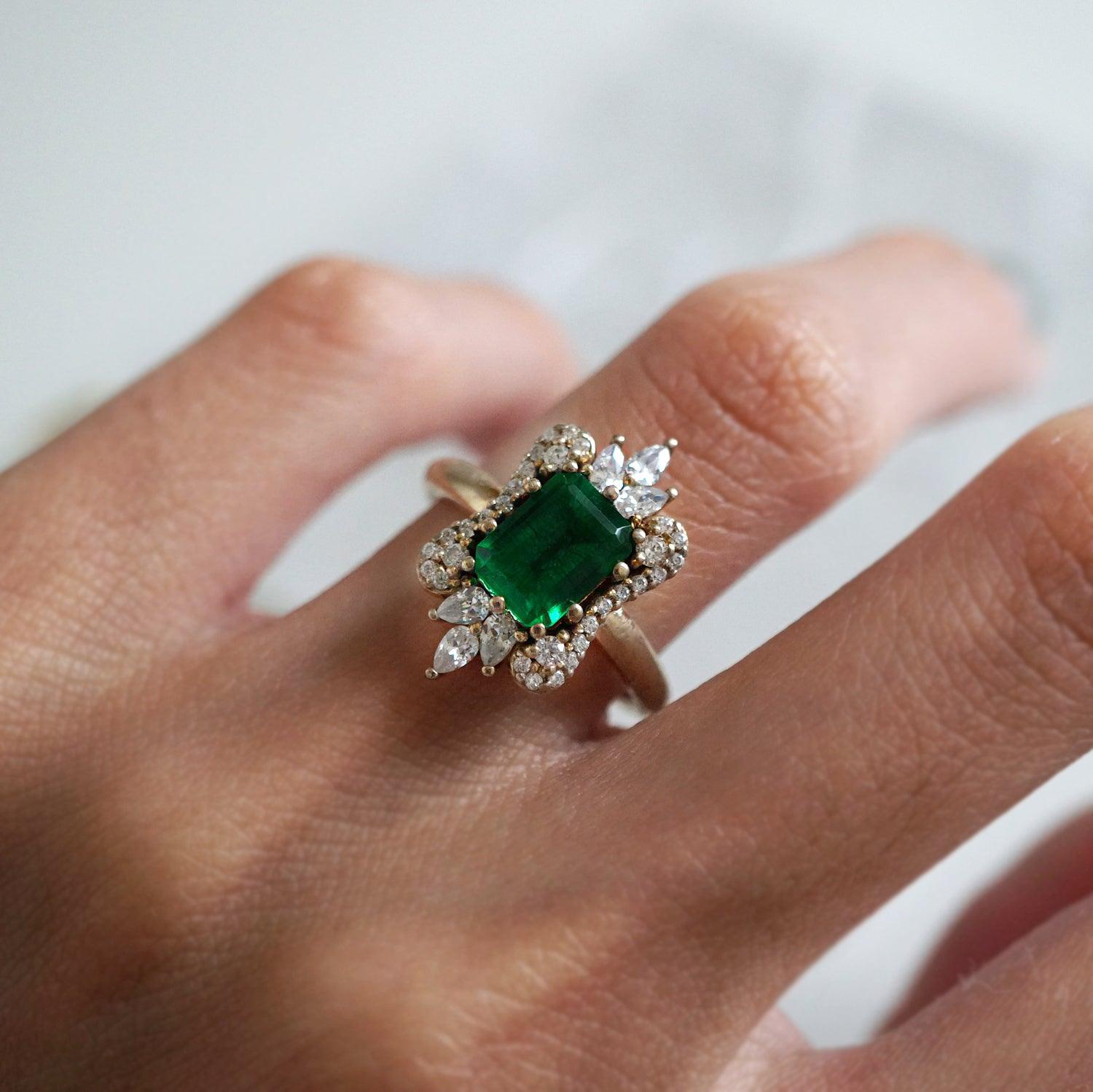 Eleanor Emerald Diamond Ring - Tippy Taste Jewelry