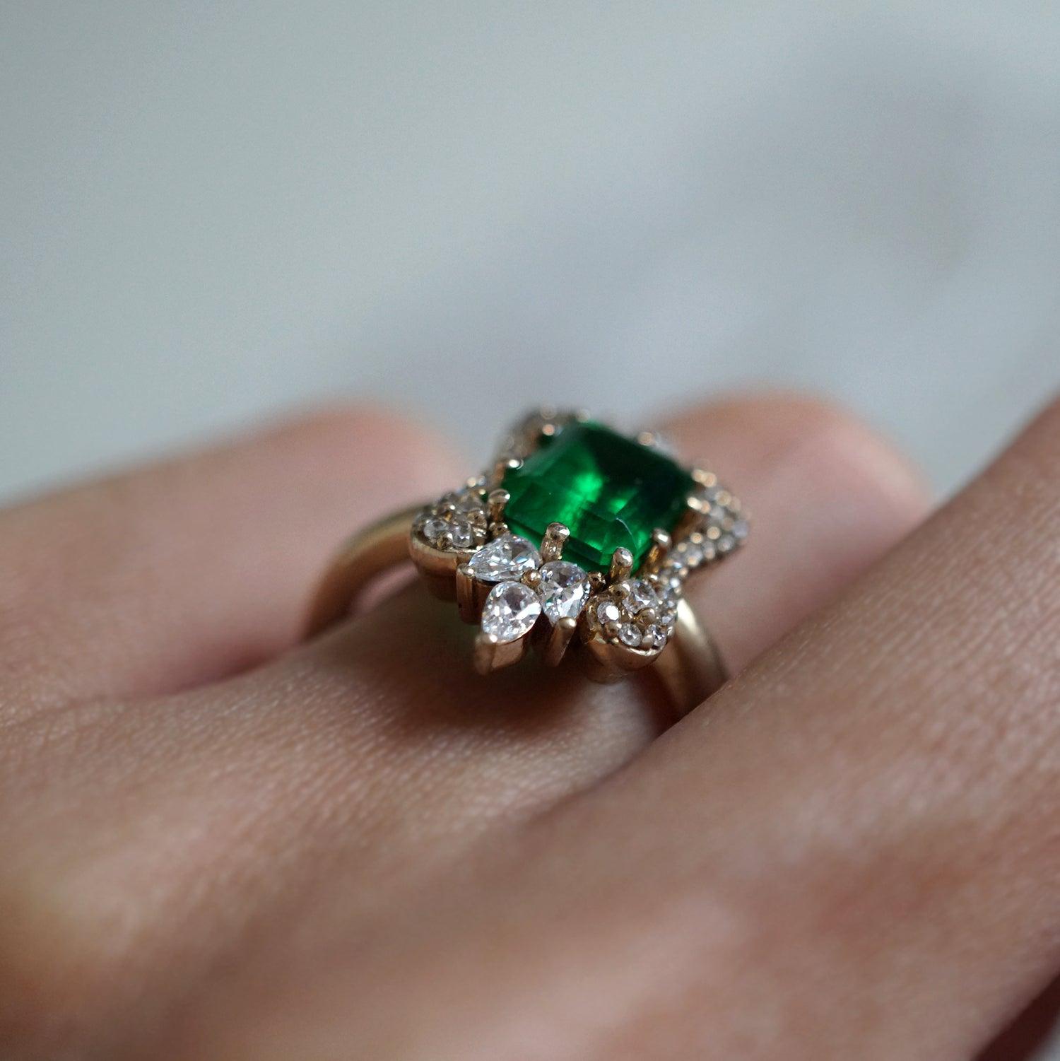 Eleanor Emerald Diamond Ring - Tippy Taste Jewelry