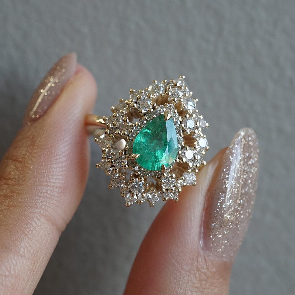 Forest Queen Emerald Diamond Ring in 14K and 18K Gold - Tippy Taste Jewelry