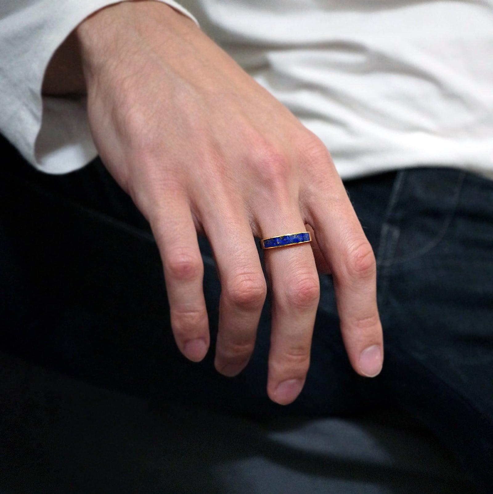 Lapis Lazuli Ring Band, 3.5mm - Tippy Taste Jewelry