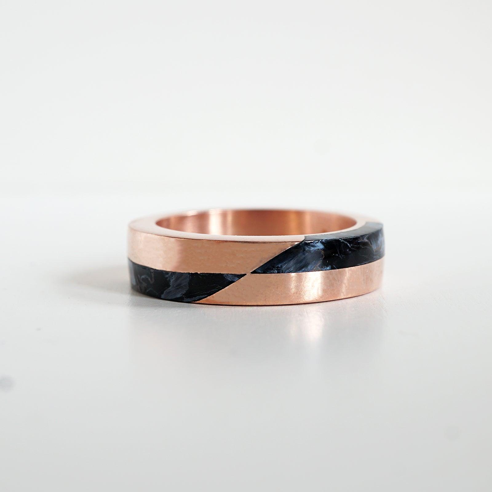 Grid Pietersite Ring in Sterling Silver and 14K Gold, 5.8mm - Tippy Taste Jewelry