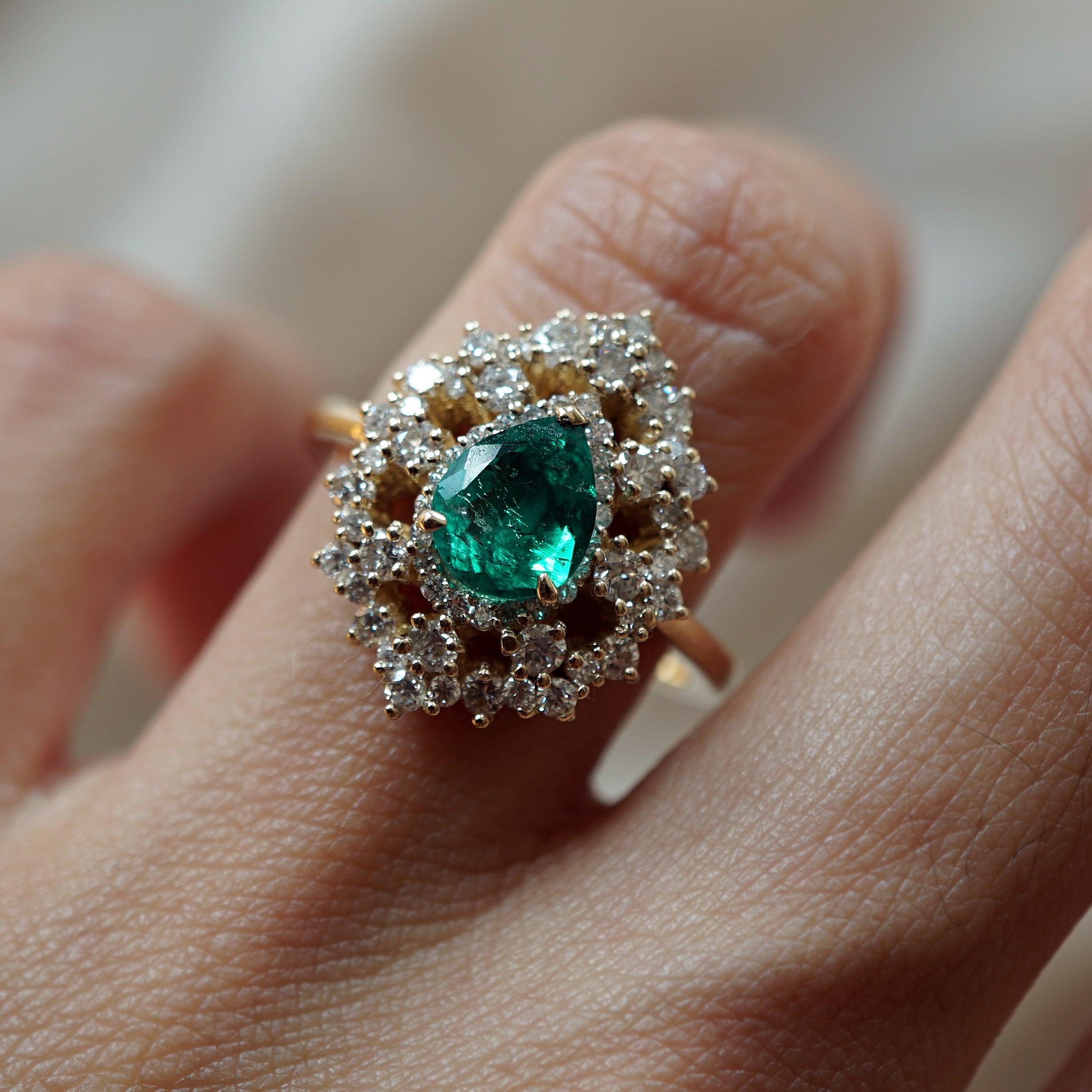 Forest Queen Emerald Diamond Ring in 14K and 18K Gold - Tippy Taste Jewelry